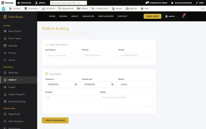 Walk-in Booking