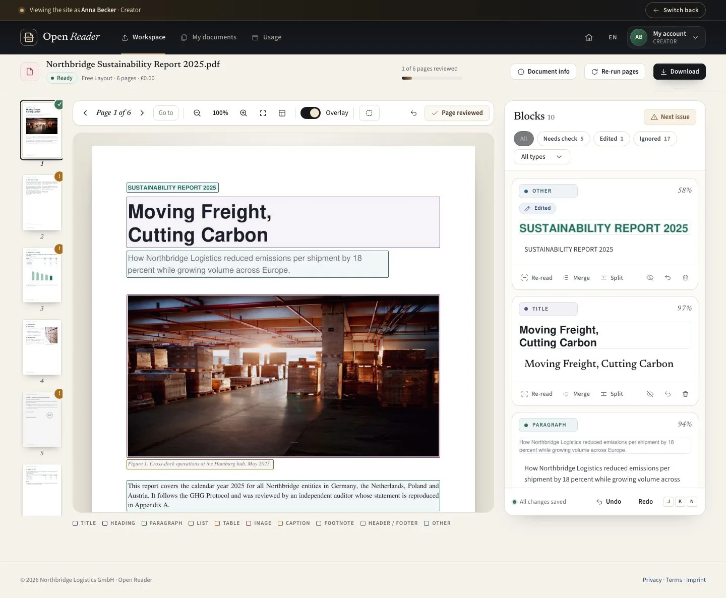 Select and edit a block