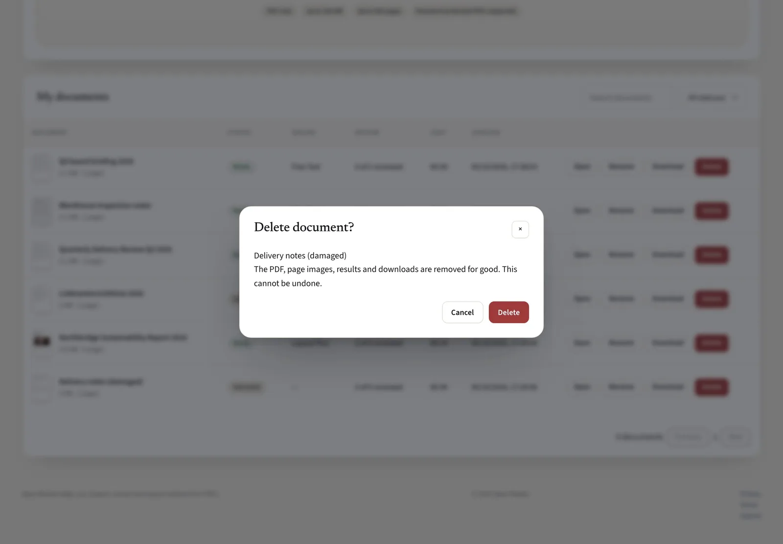 Delete a document you no longer need