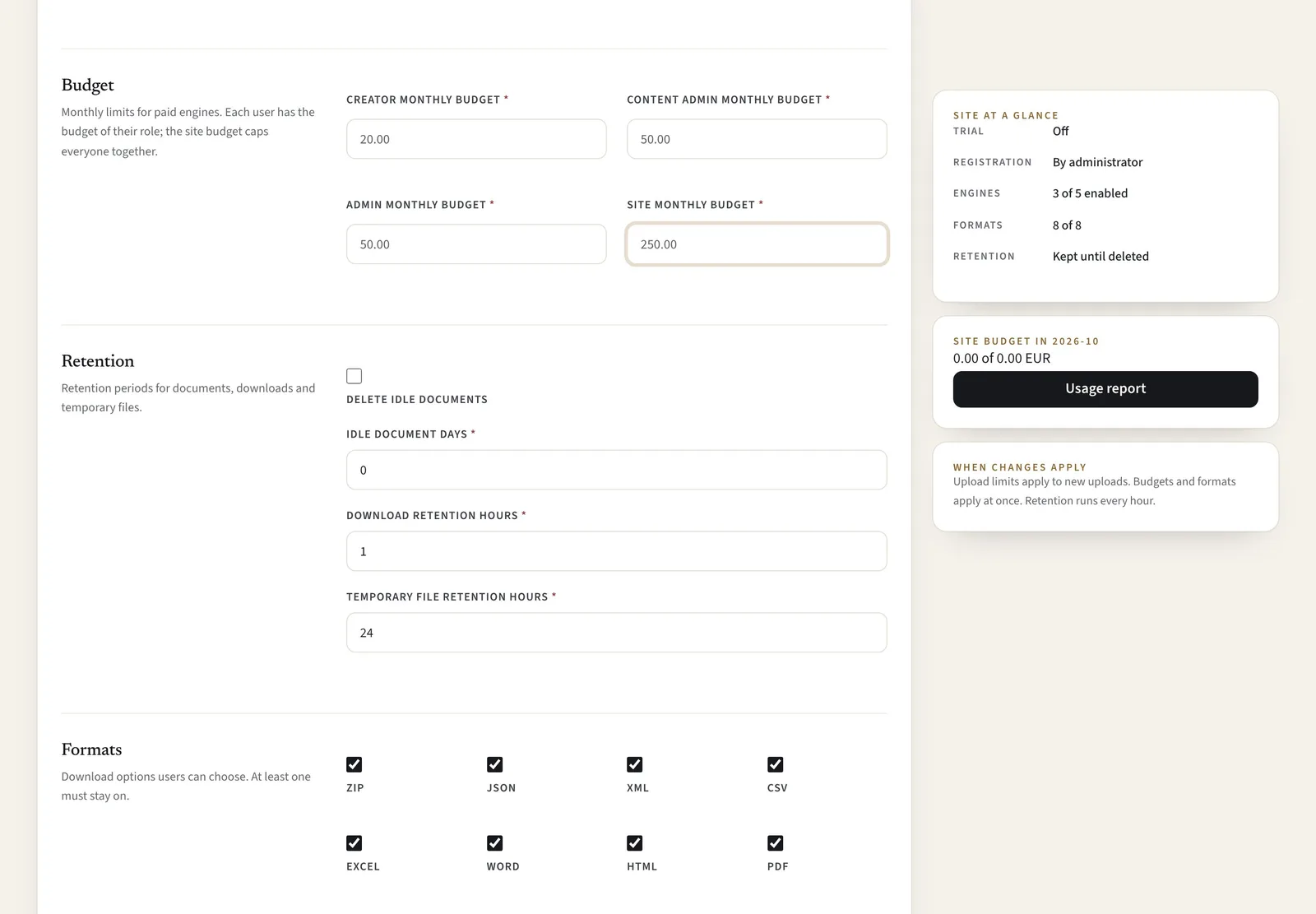 Set monthly budgets