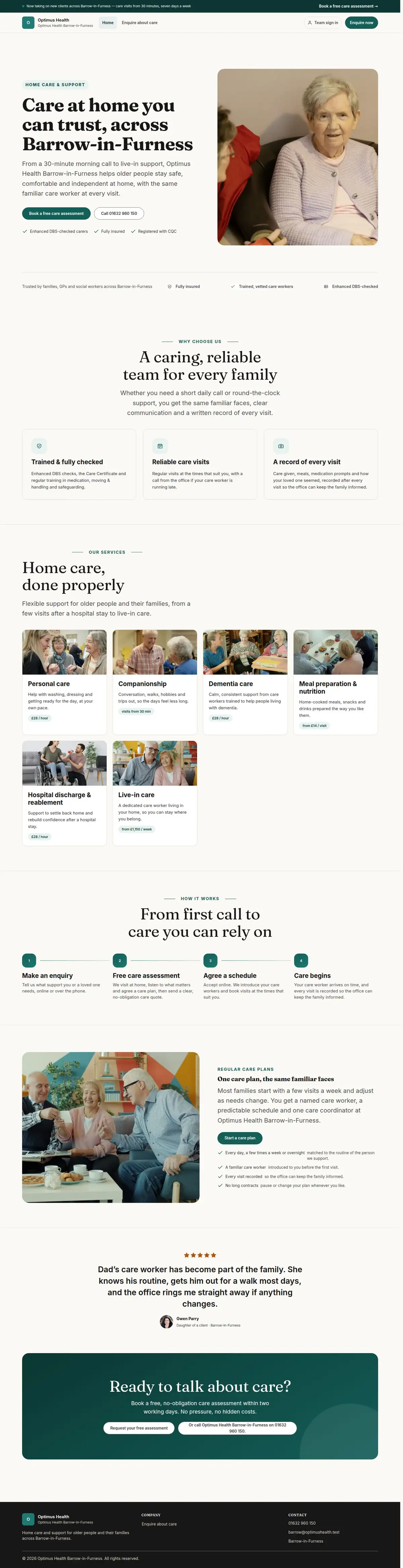 Care at home you can trust, across Barrow-in-Furness