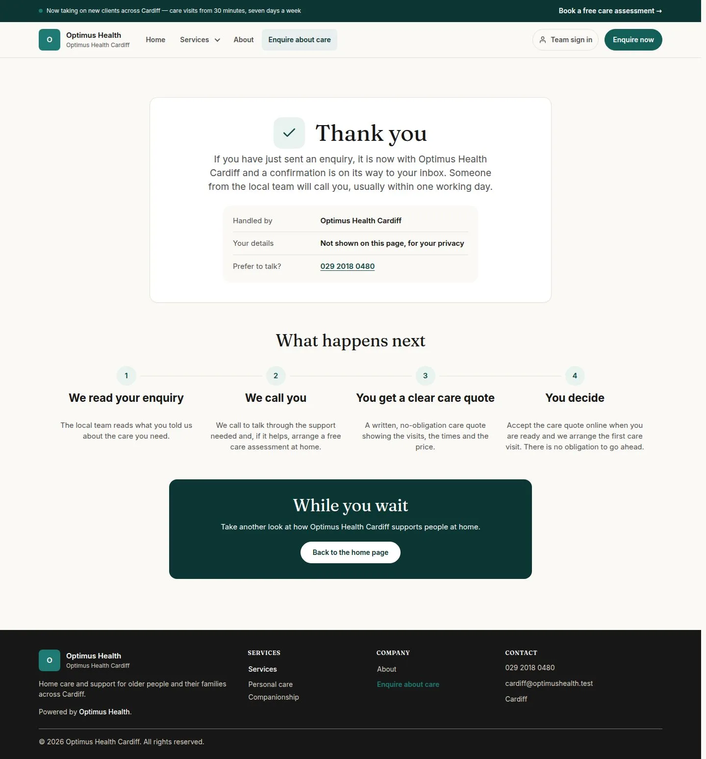 Thank-you acknowledgement and the next steps