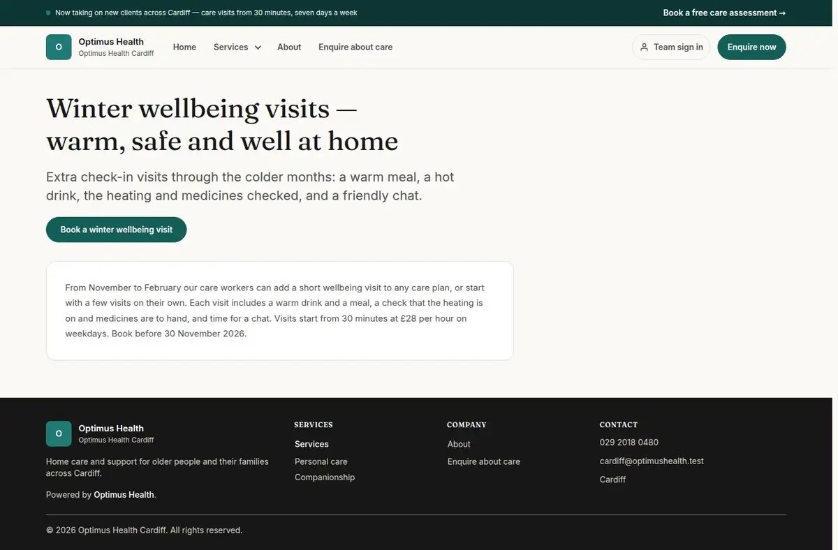 Winter wellbeing visits — warm, safe and well at home