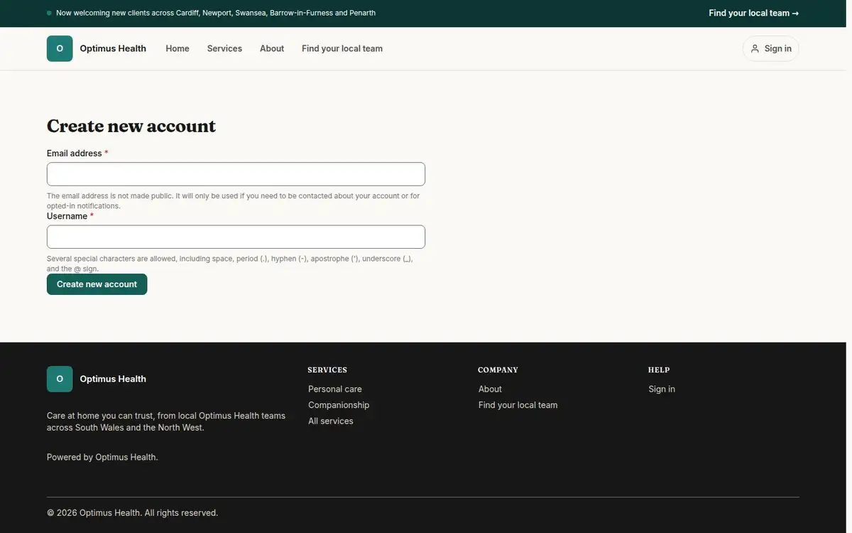 Create new account