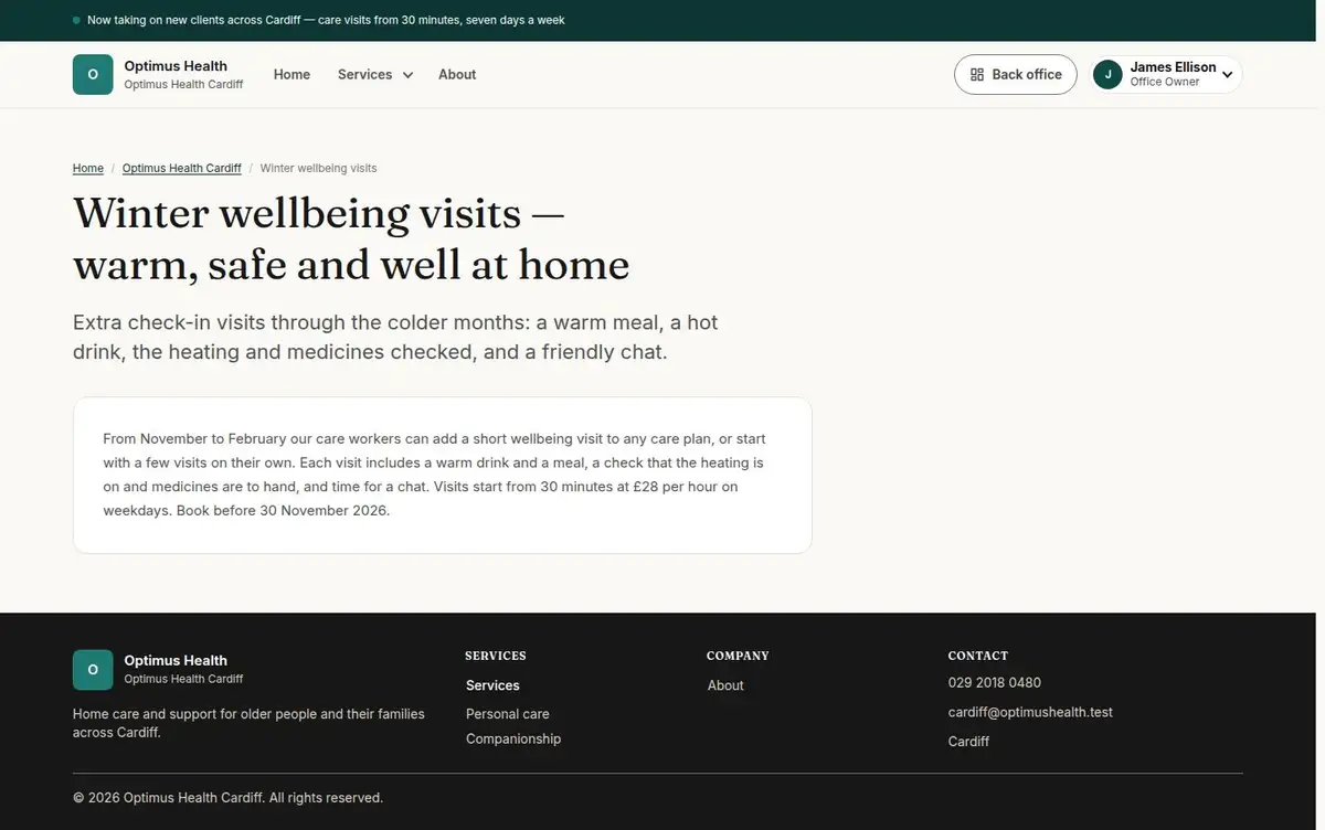 Winter wellbeing visits — warm, safe and well at home