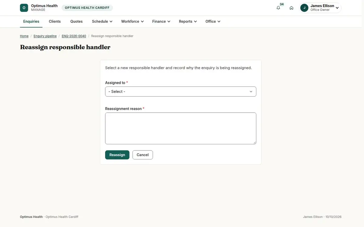 Reassign responsible handler