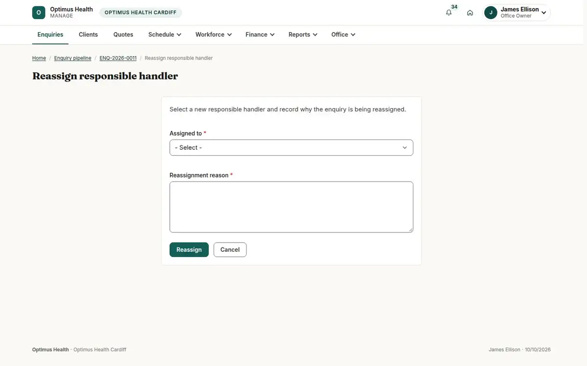 Reassign responsible handler