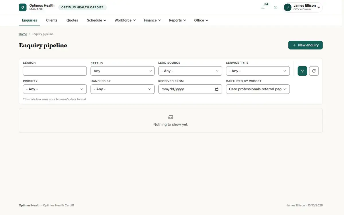 Enquiry pipeline