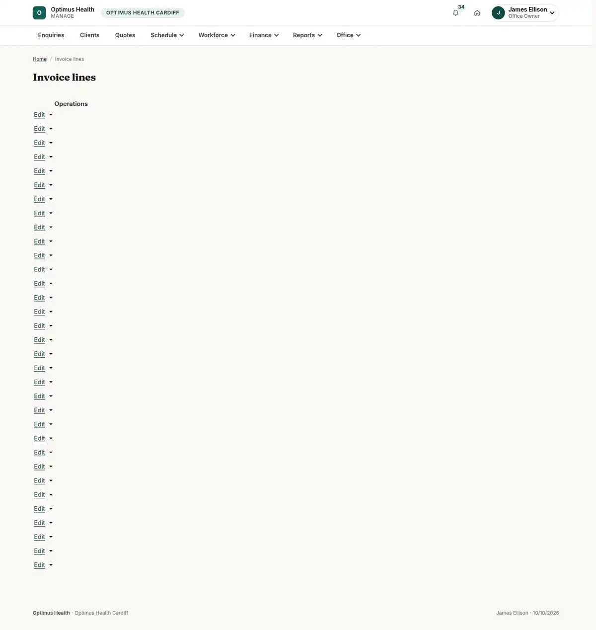 Invoice lines
