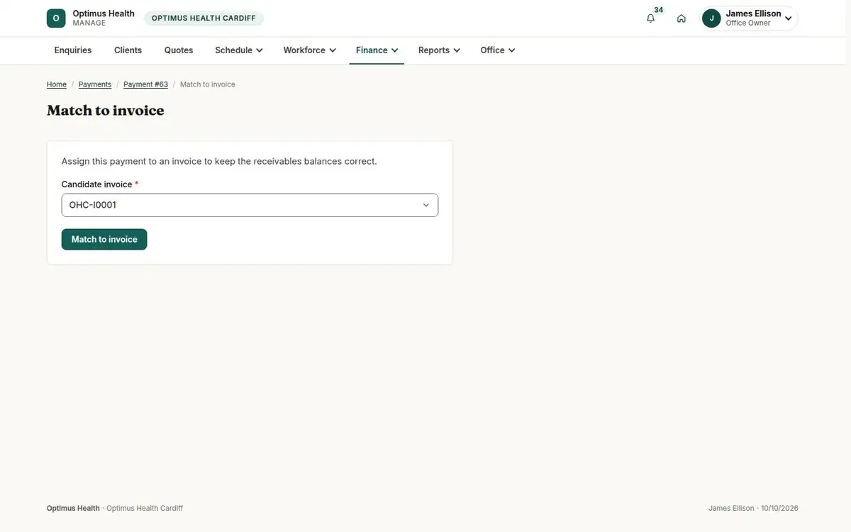 Match to invoice