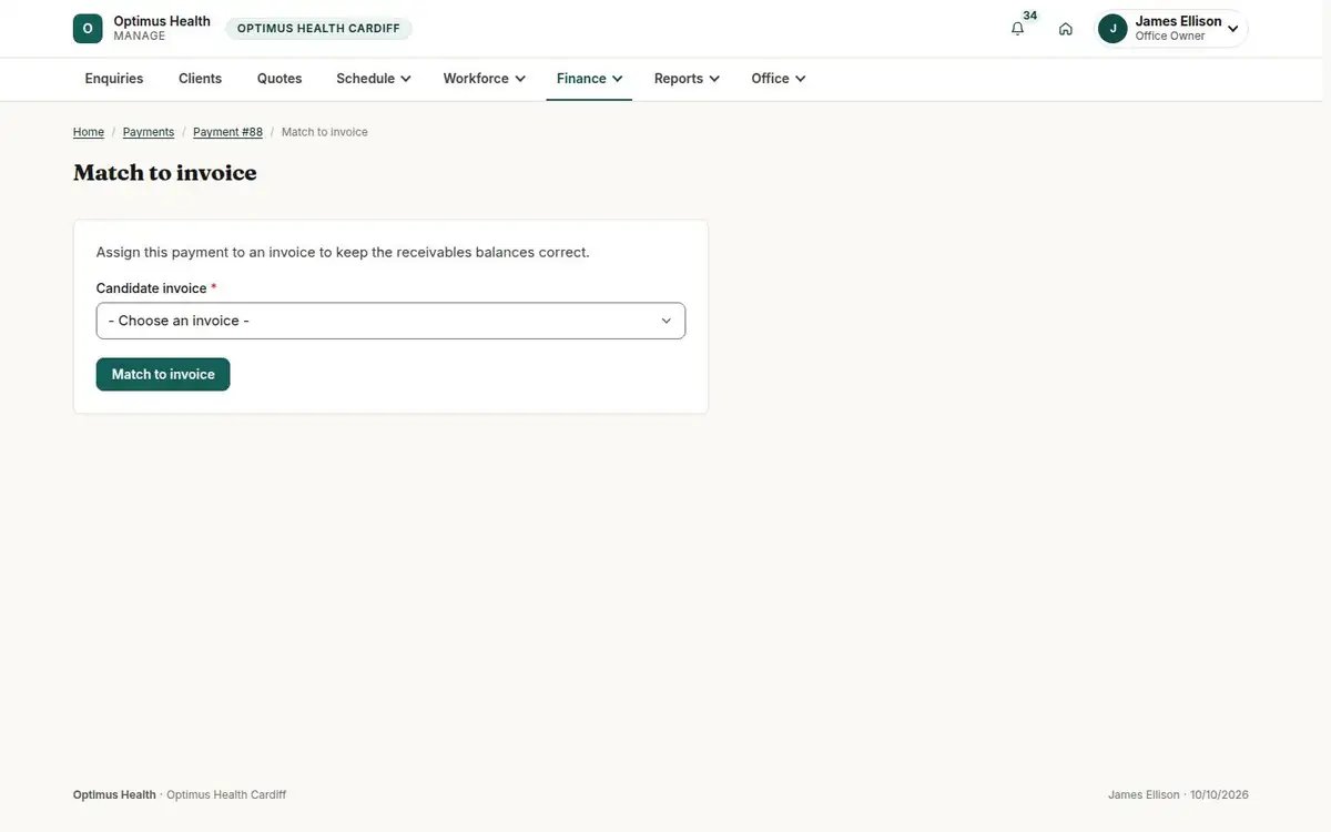 Match to invoice