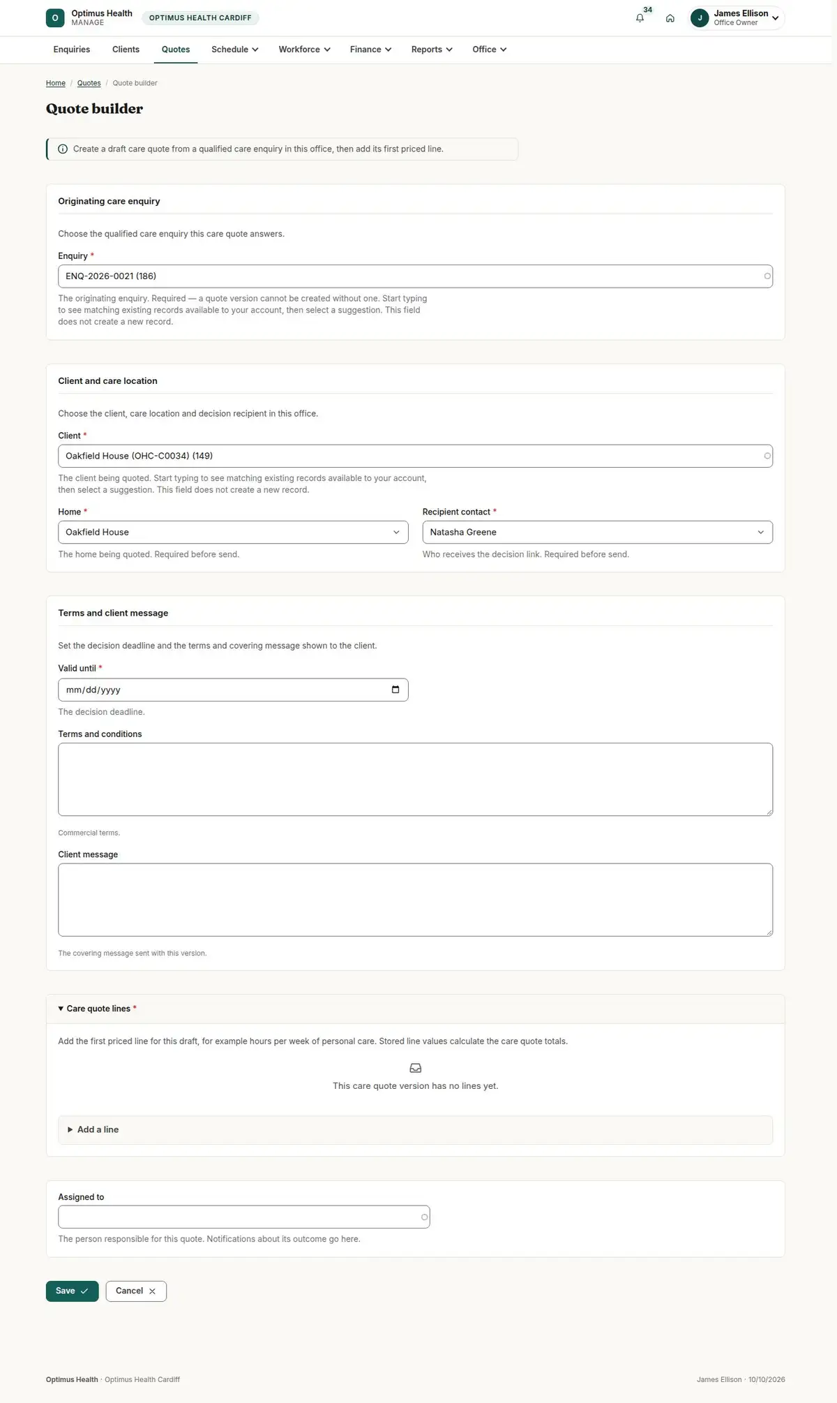 Quote builder