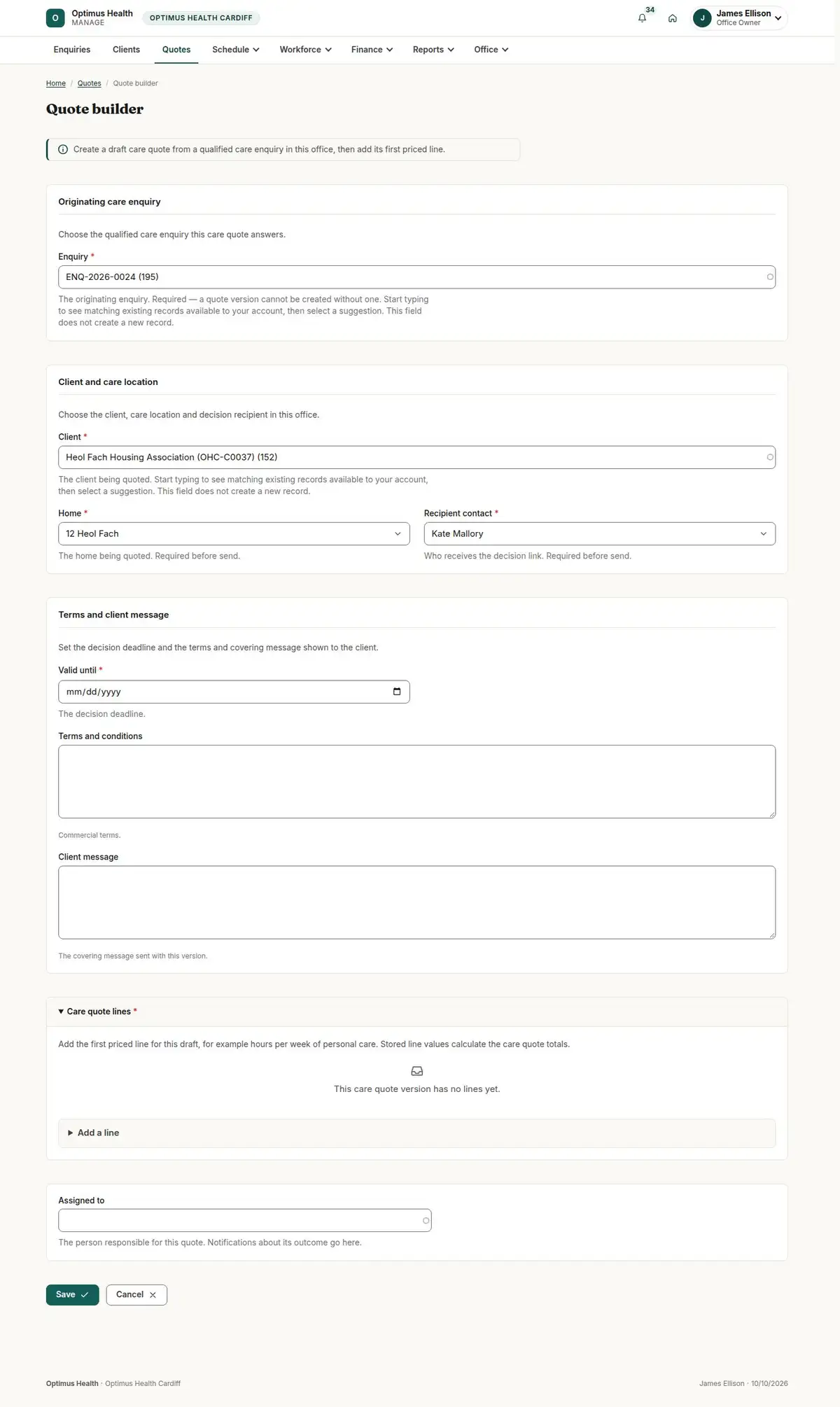 Quote builder