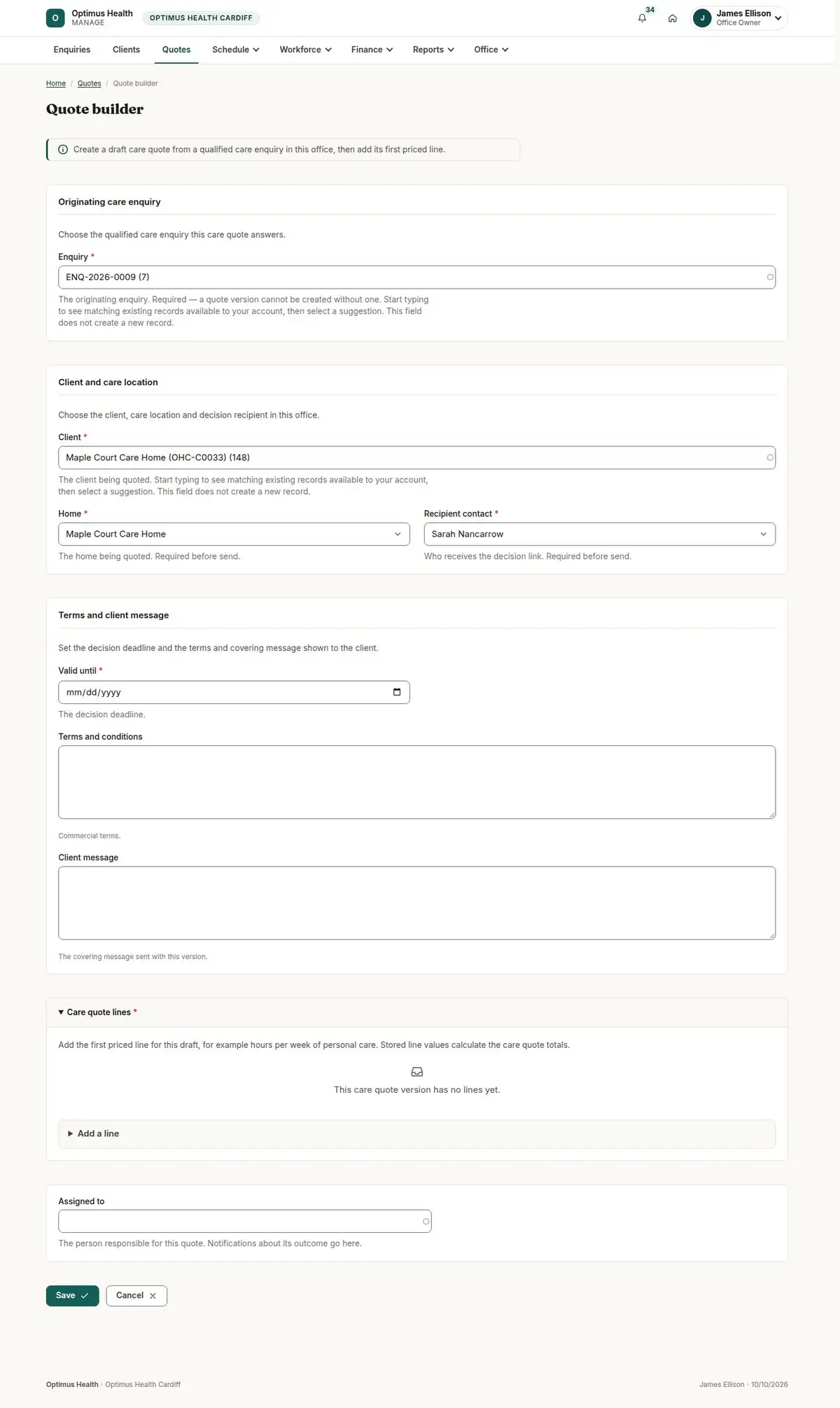 Quote builder