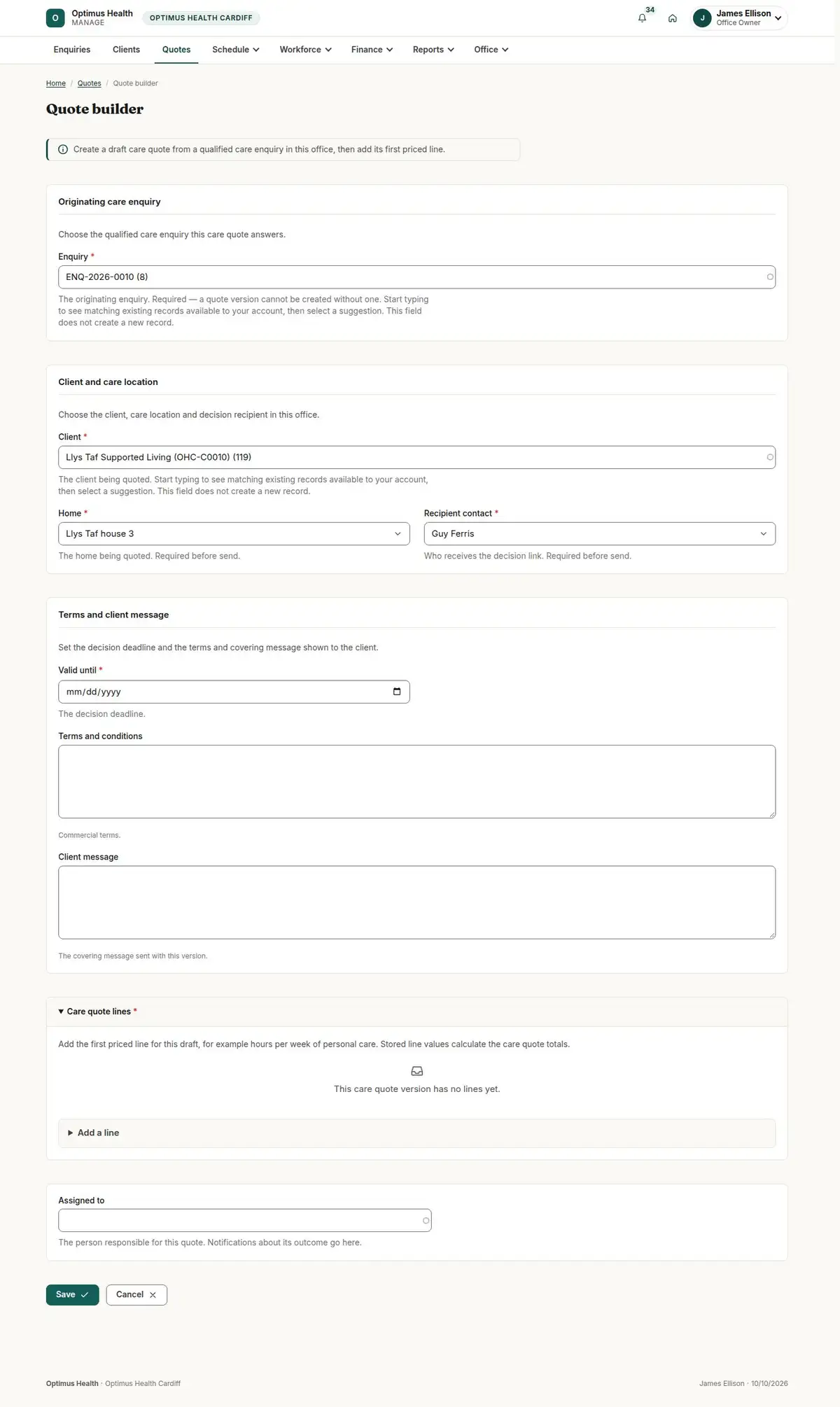 Quote builder