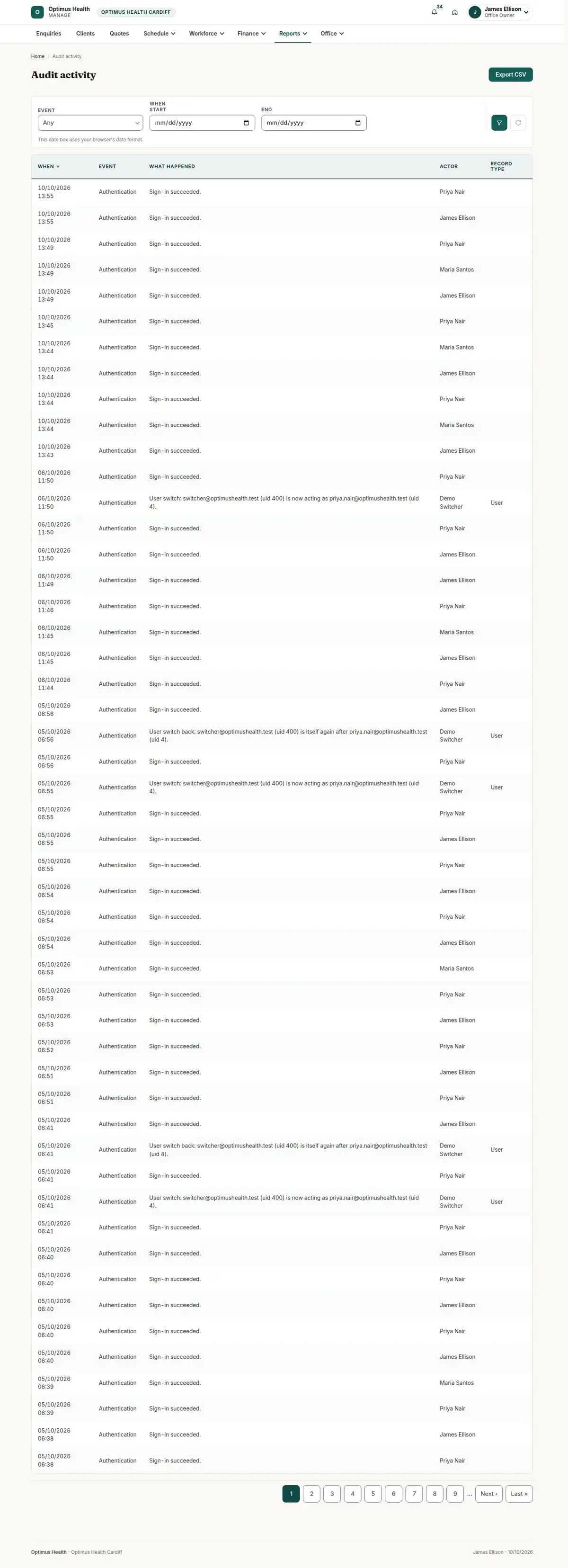 Audit activity