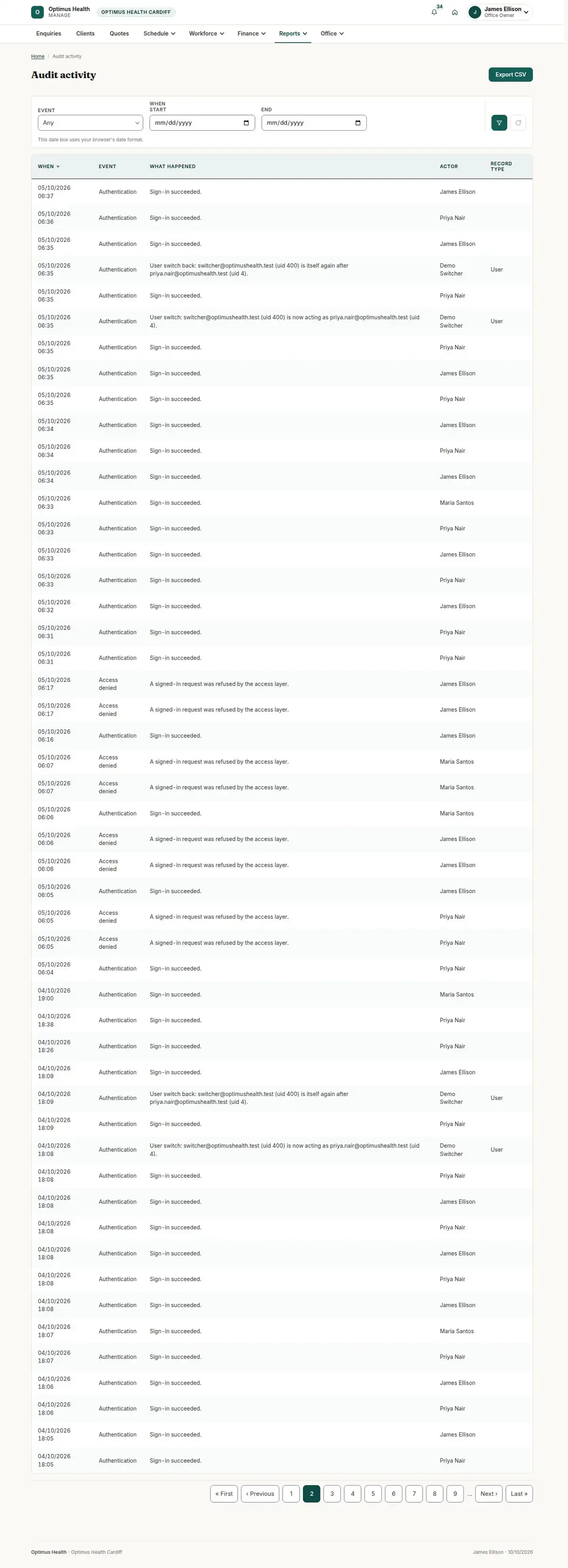Audit activity