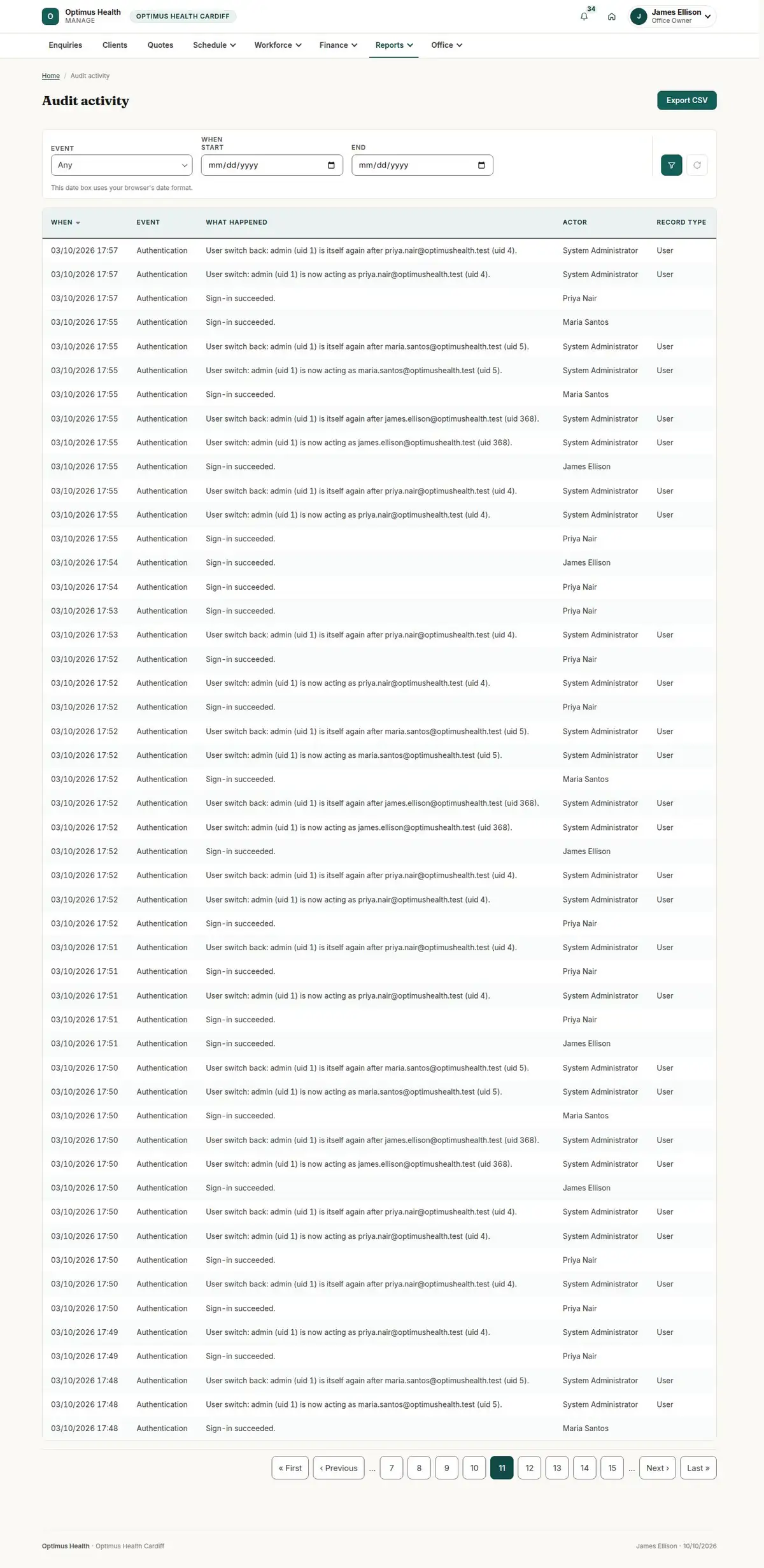 Audit activity