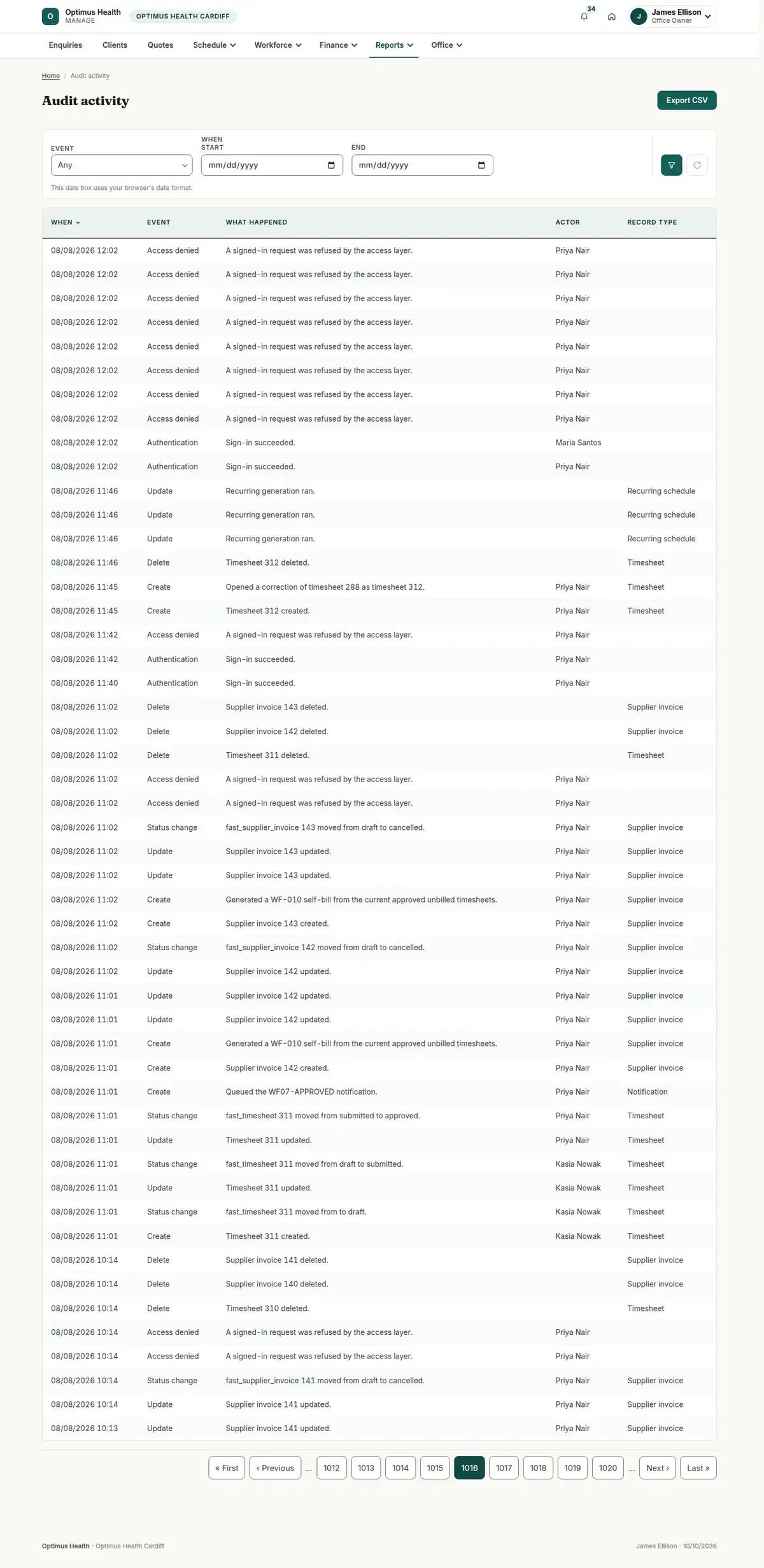 Audit activity