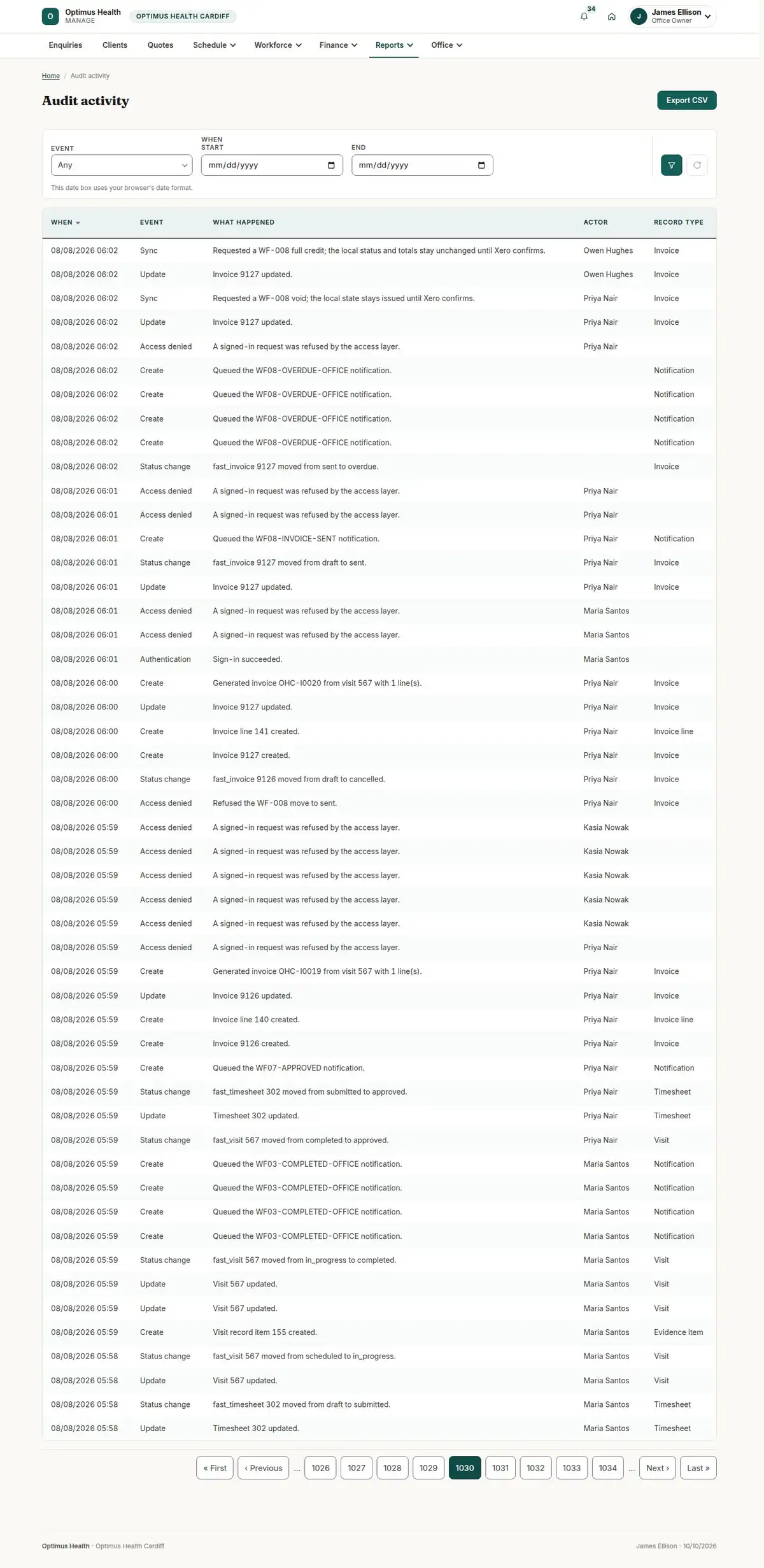 Audit activity