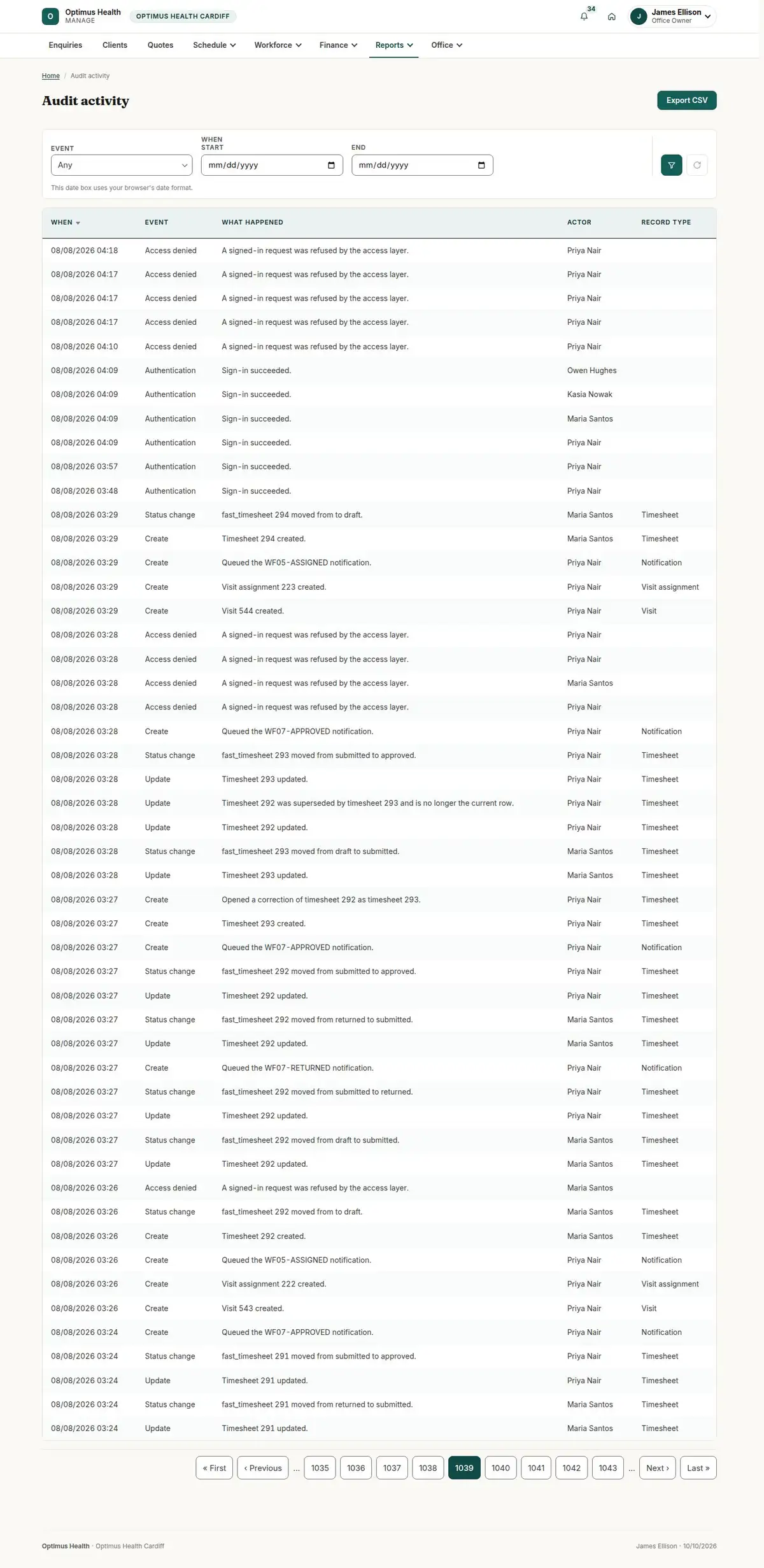 Audit activity