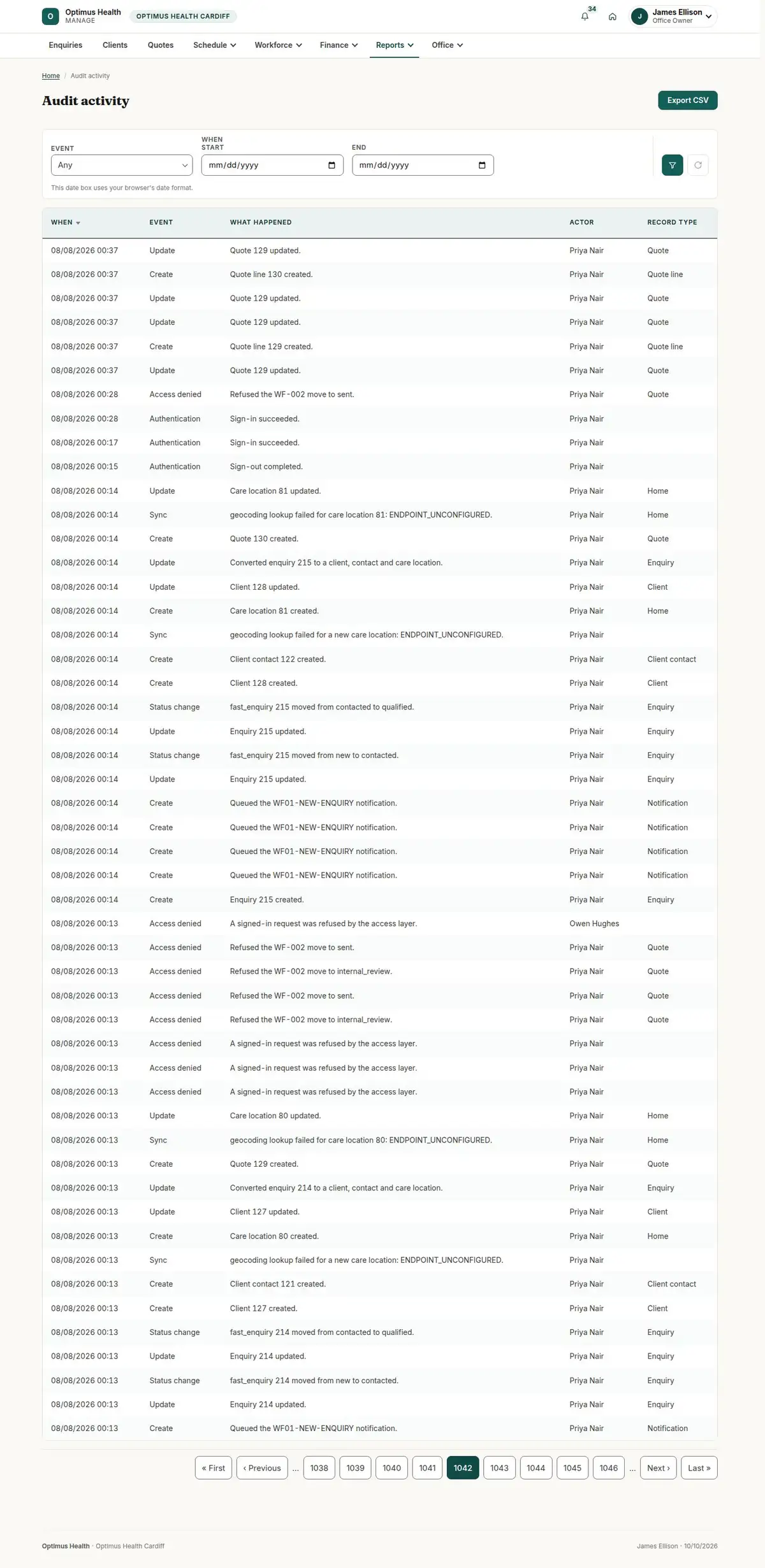 Audit activity