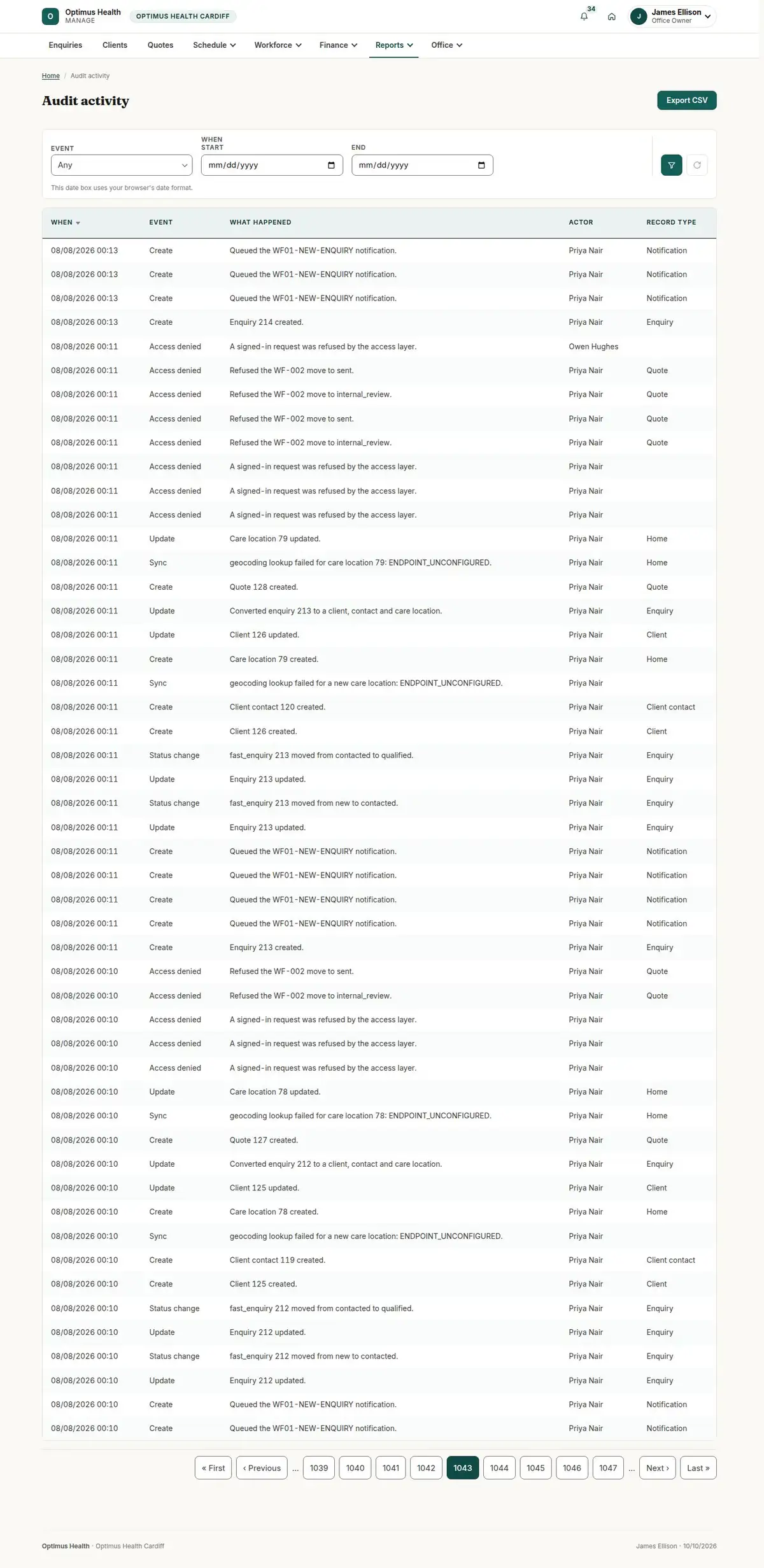 Audit activity