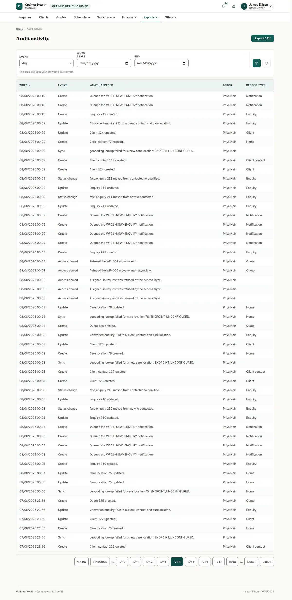 Audit activity