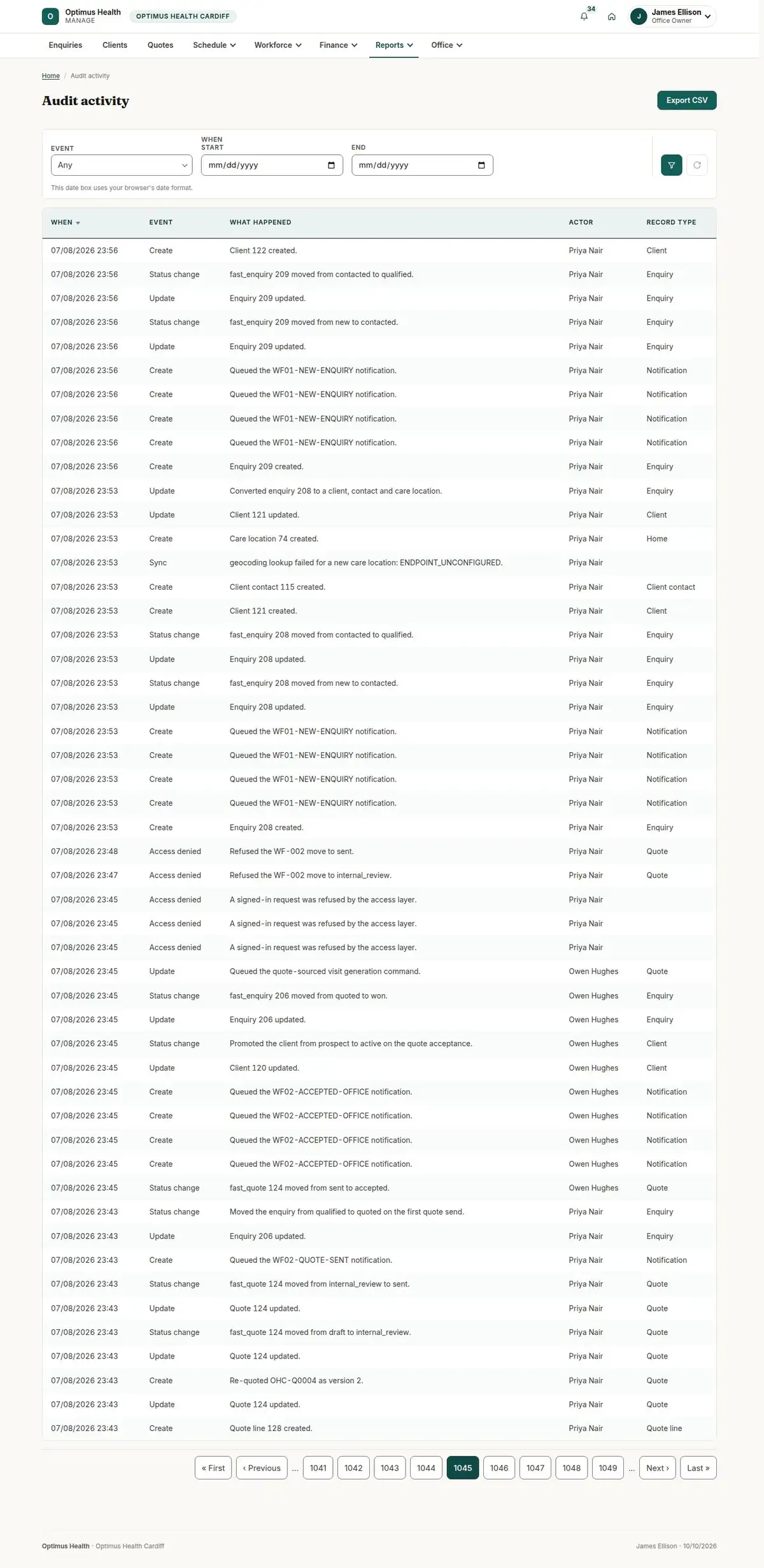 Audit activity
