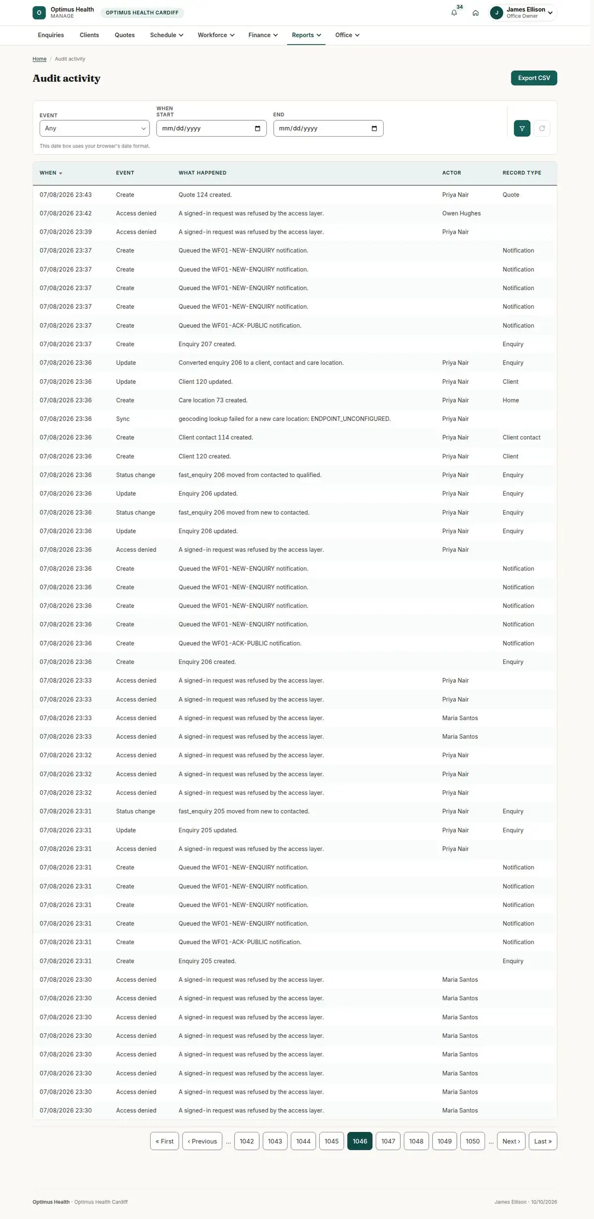 Audit activity
