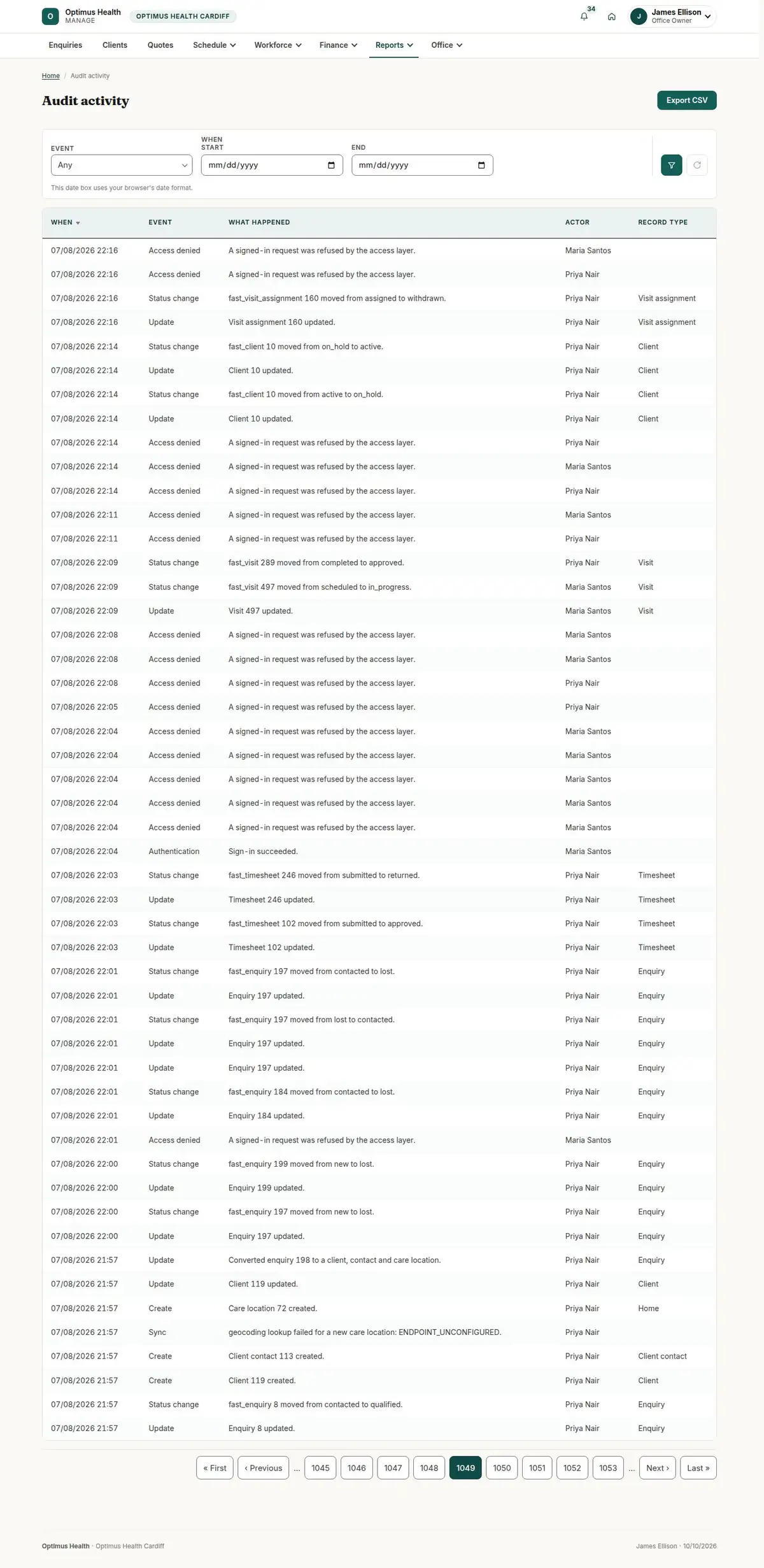 Audit activity