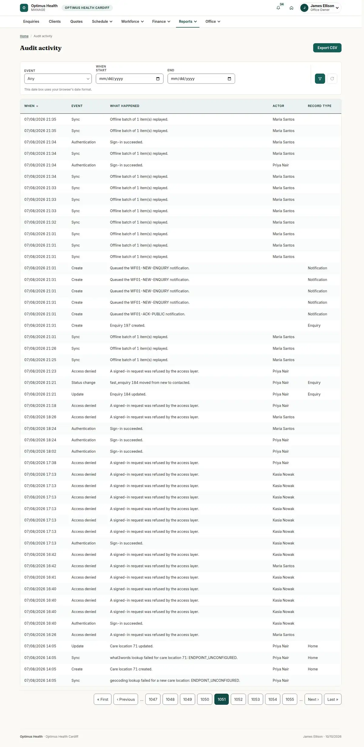 Audit activity
