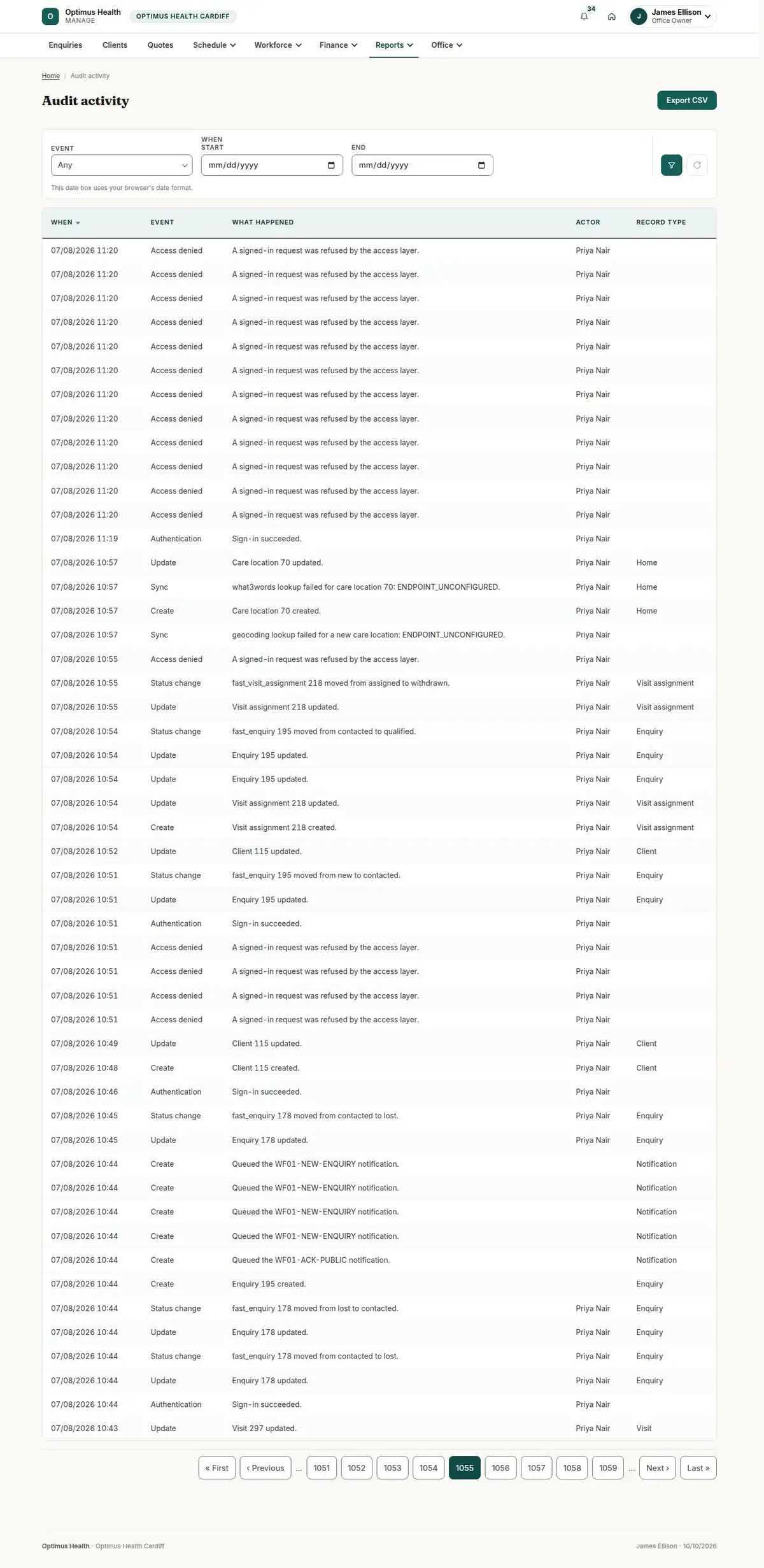 Audit activity