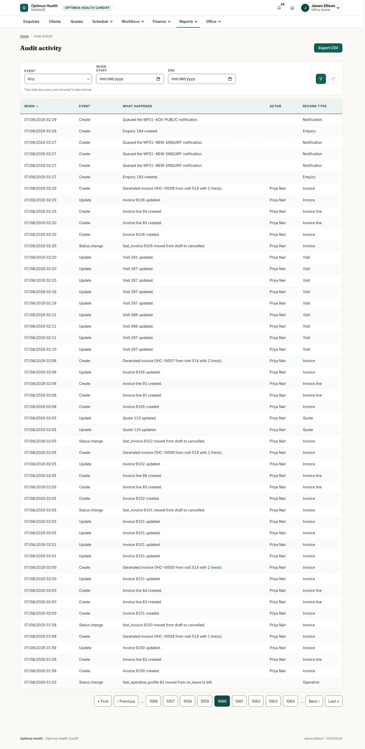 Audit activity