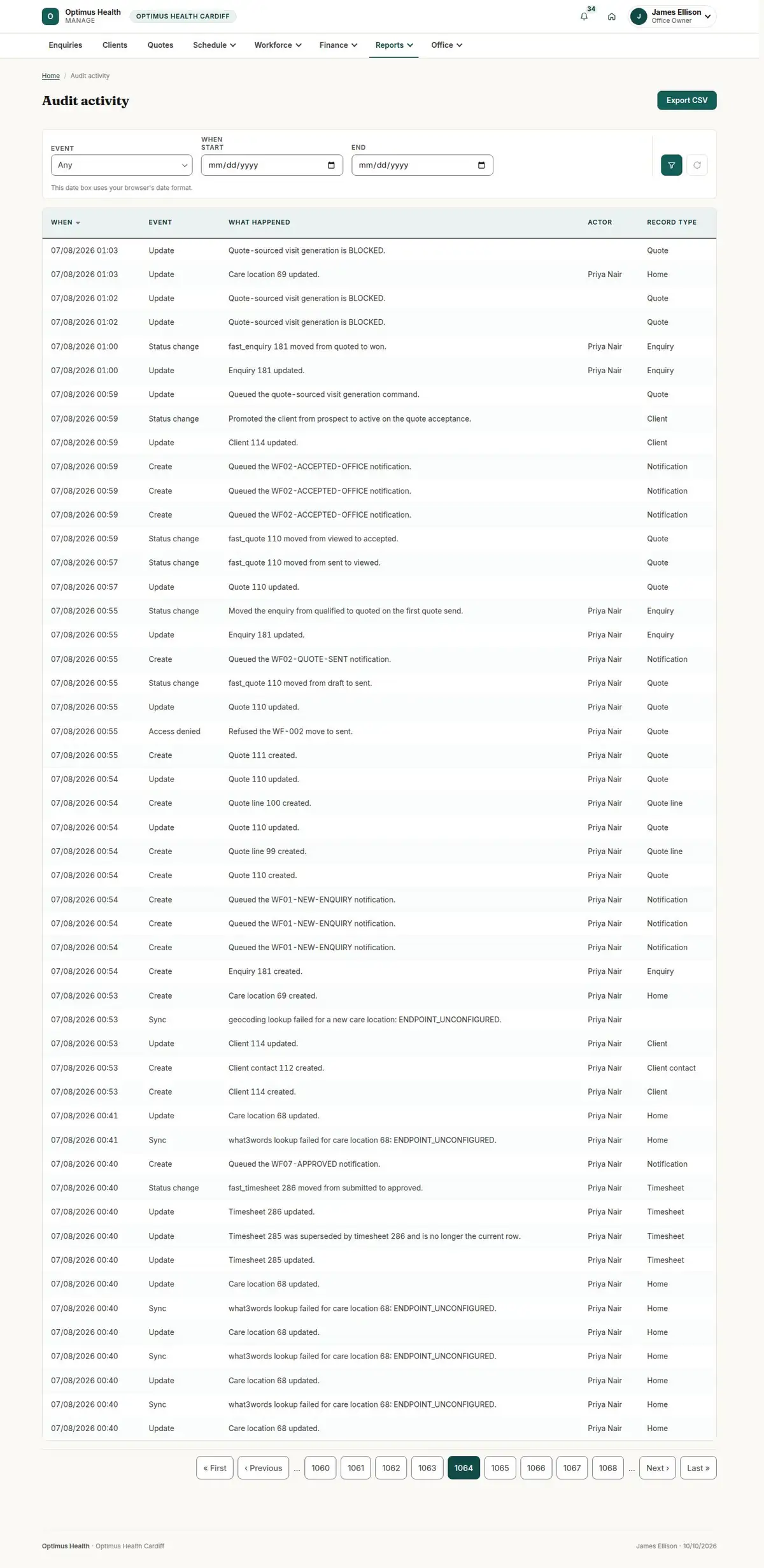 Audit activity
