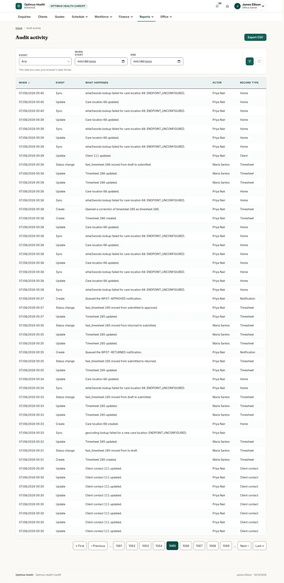 Audit activity