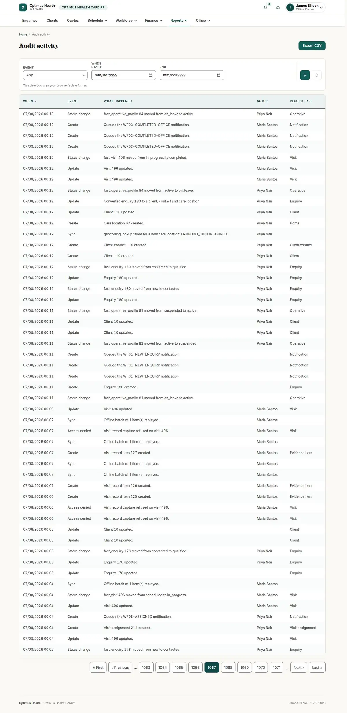 Audit activity
