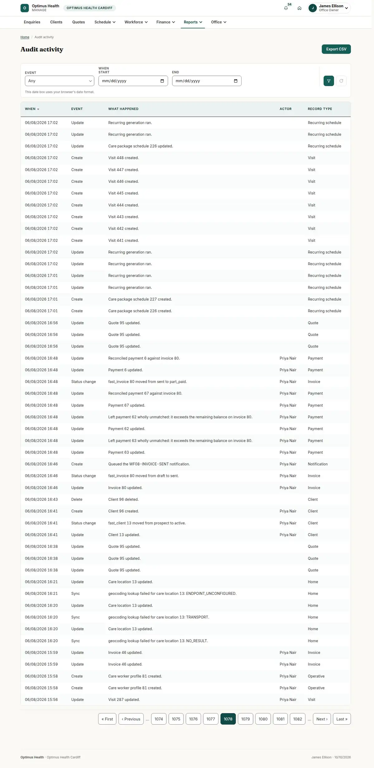 Audit activity