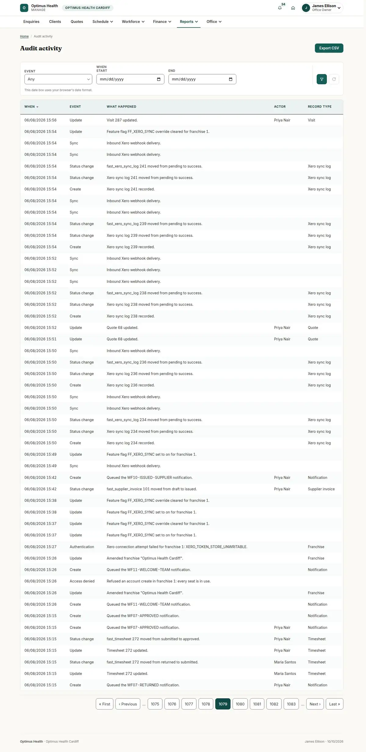 Audit activity