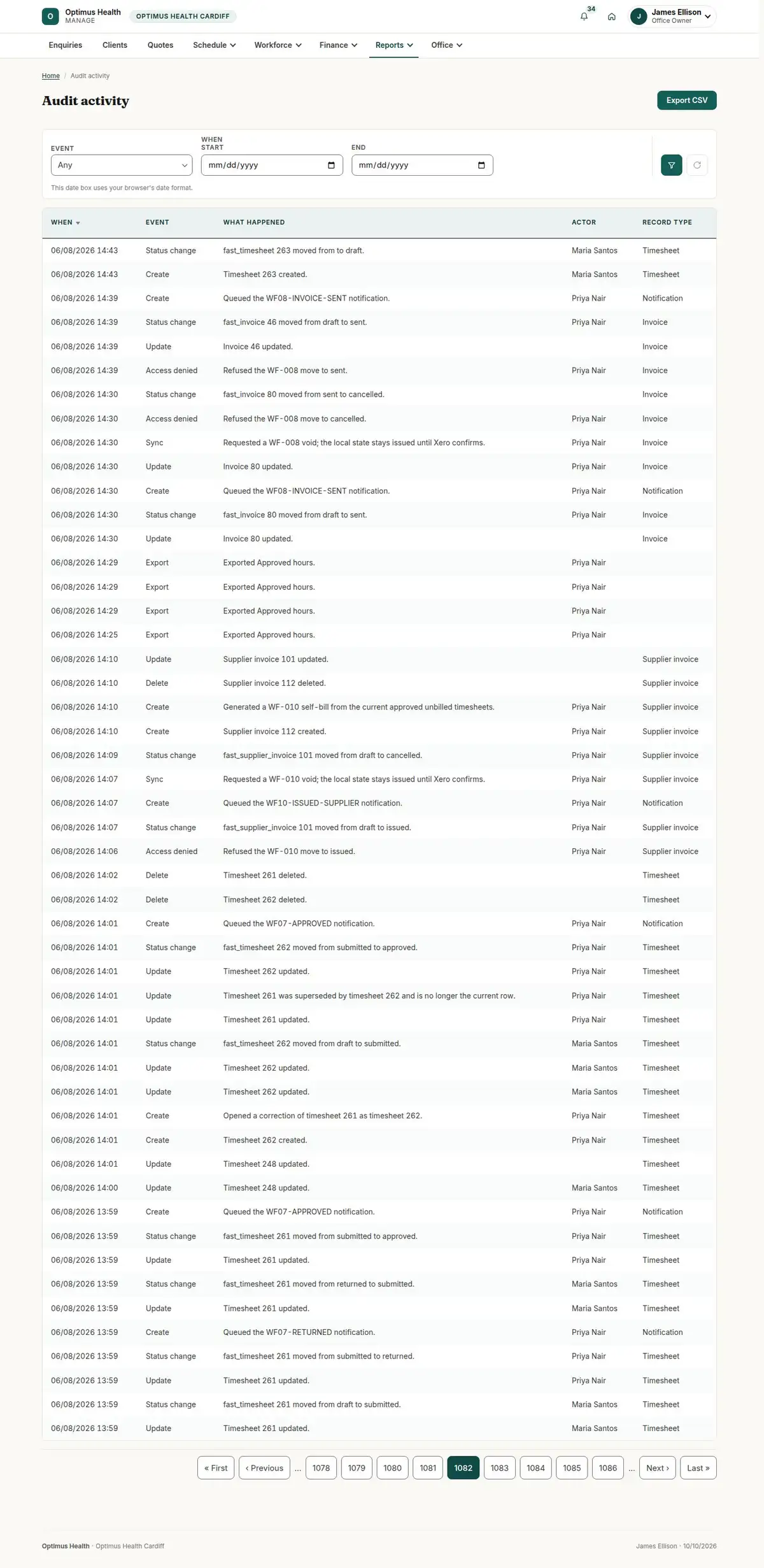 Audit activity