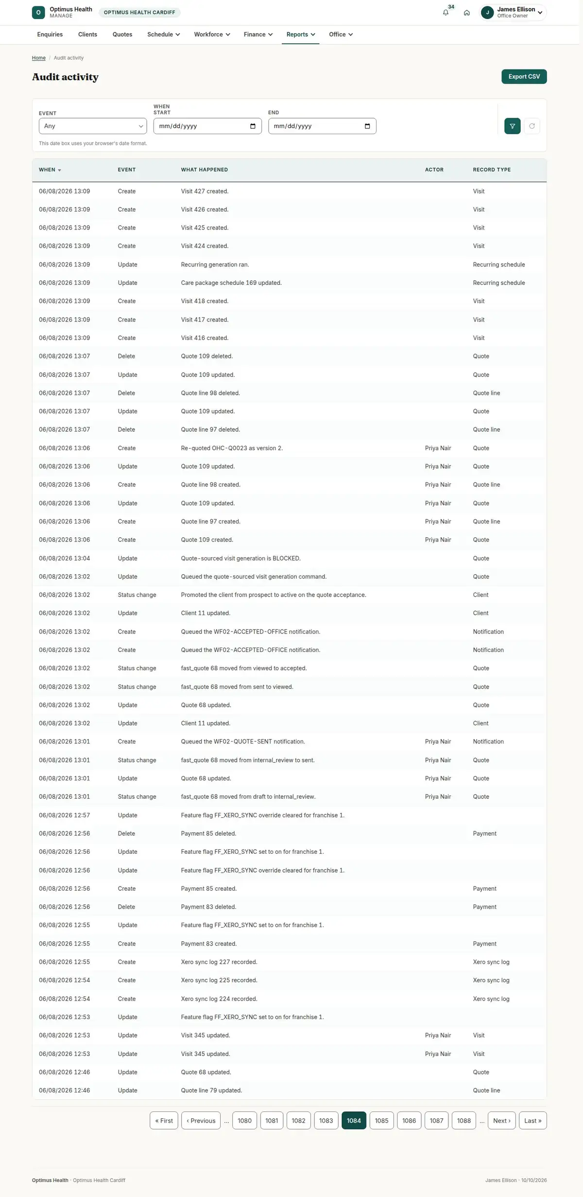 Audit activity