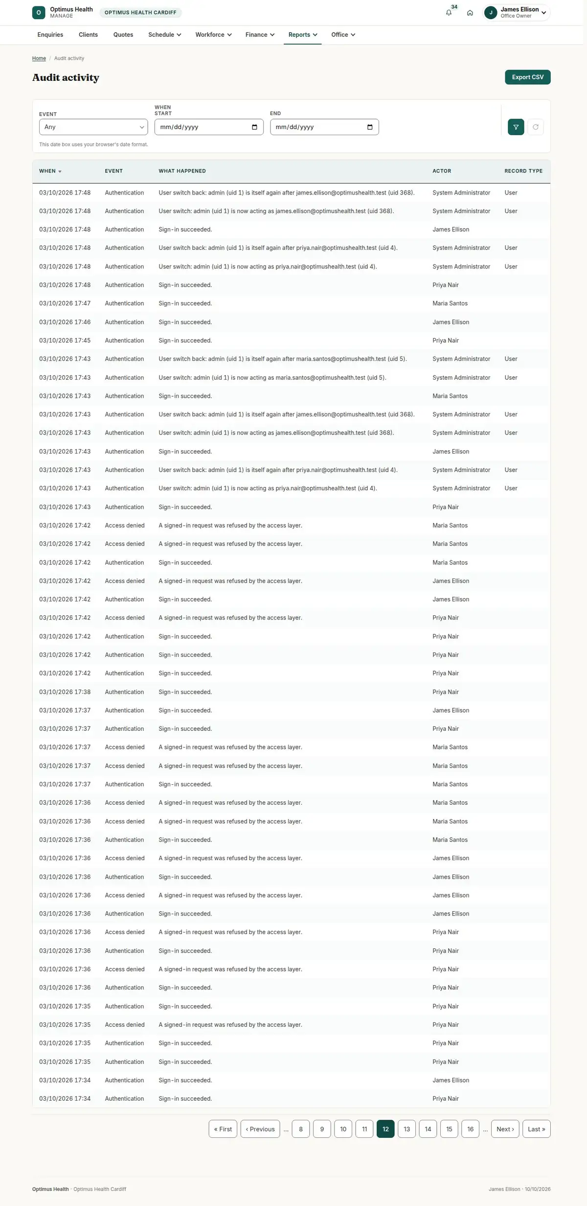 Audit activity
