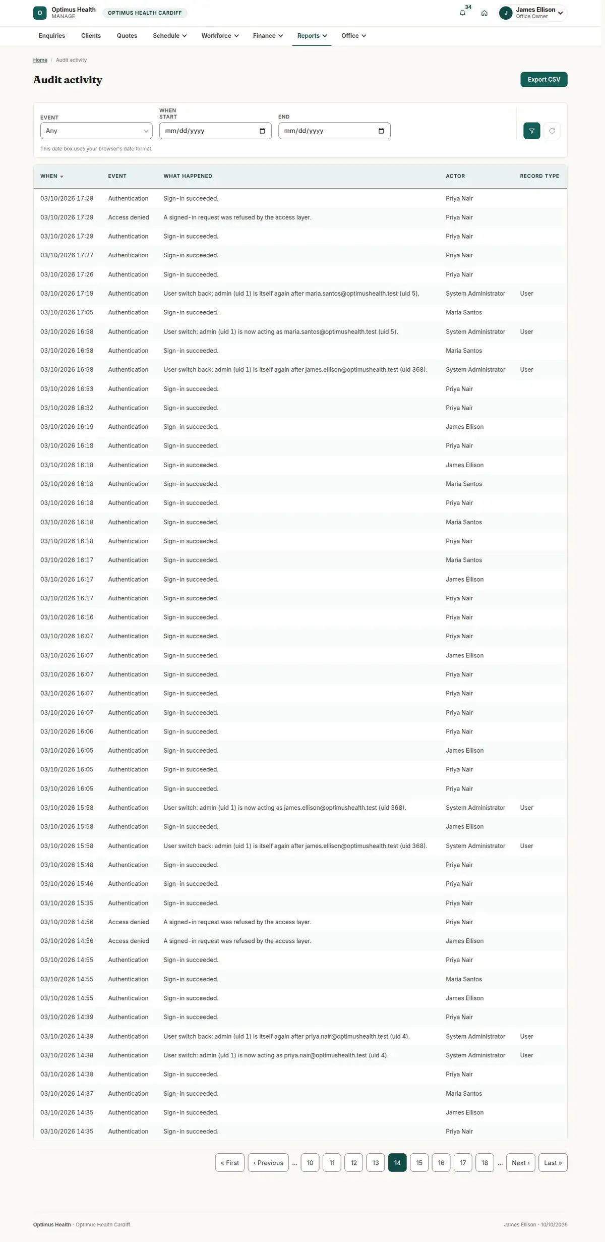 Audit activity