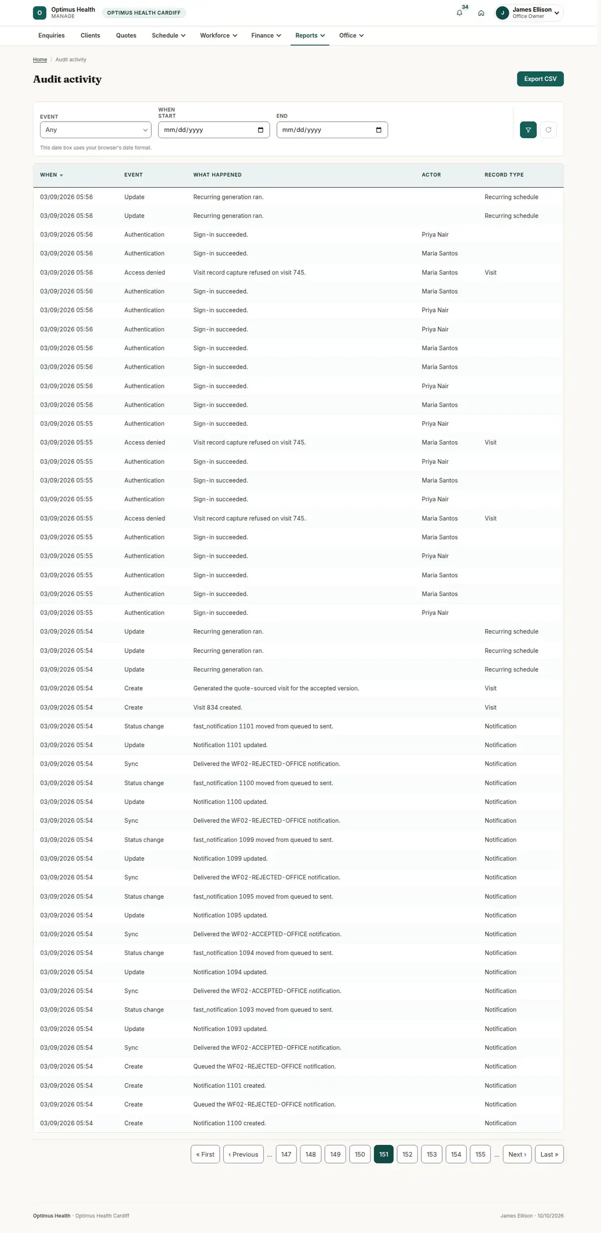 Audit activity