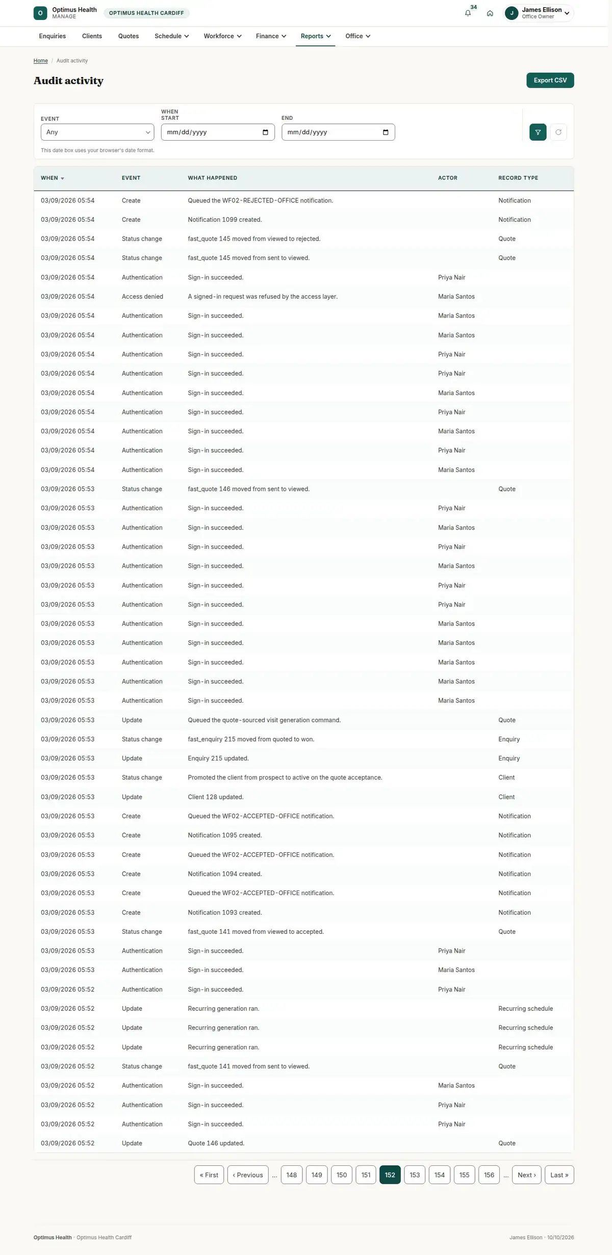 Audit activity