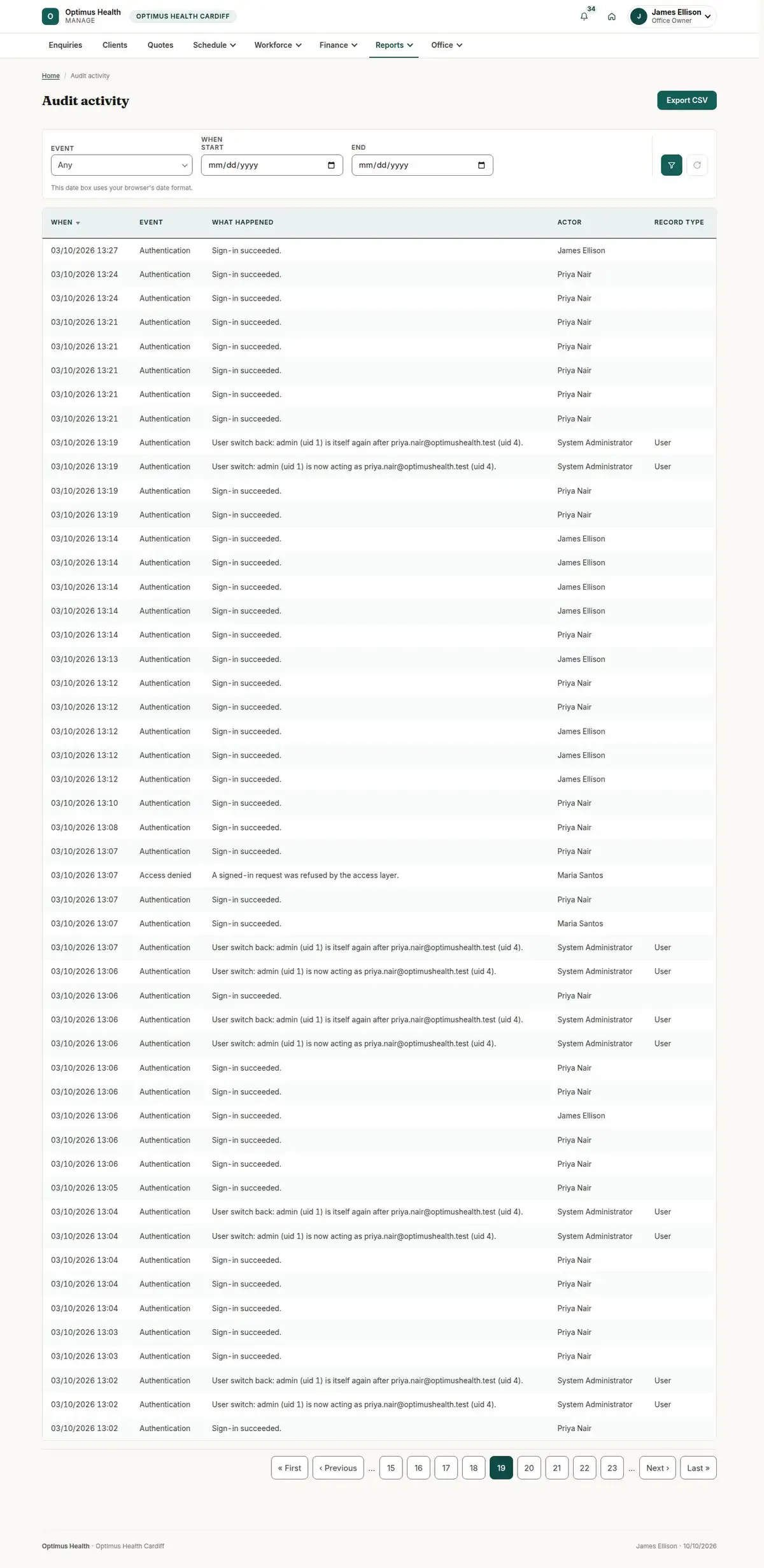 Audit activity