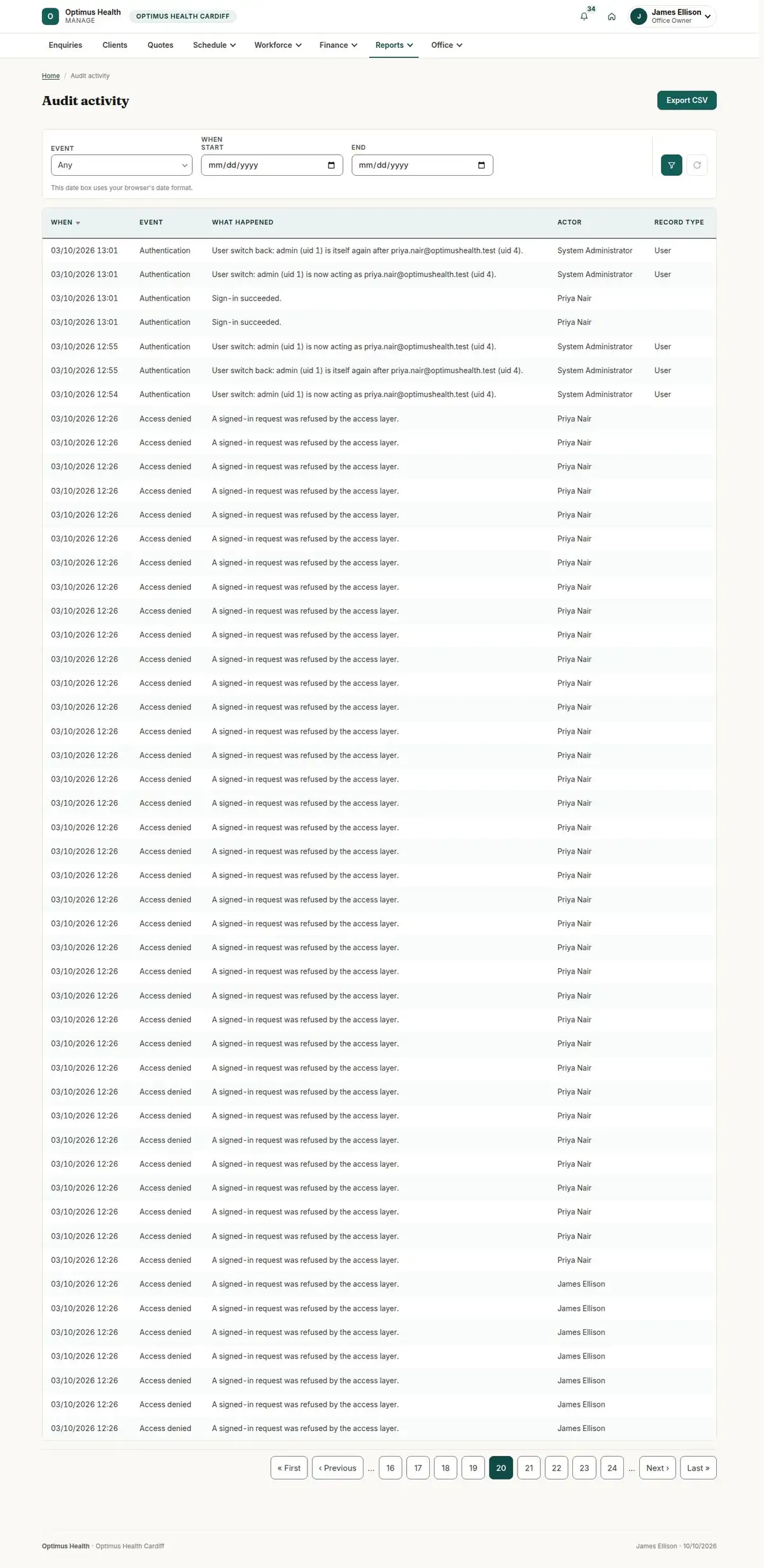 Audit activity