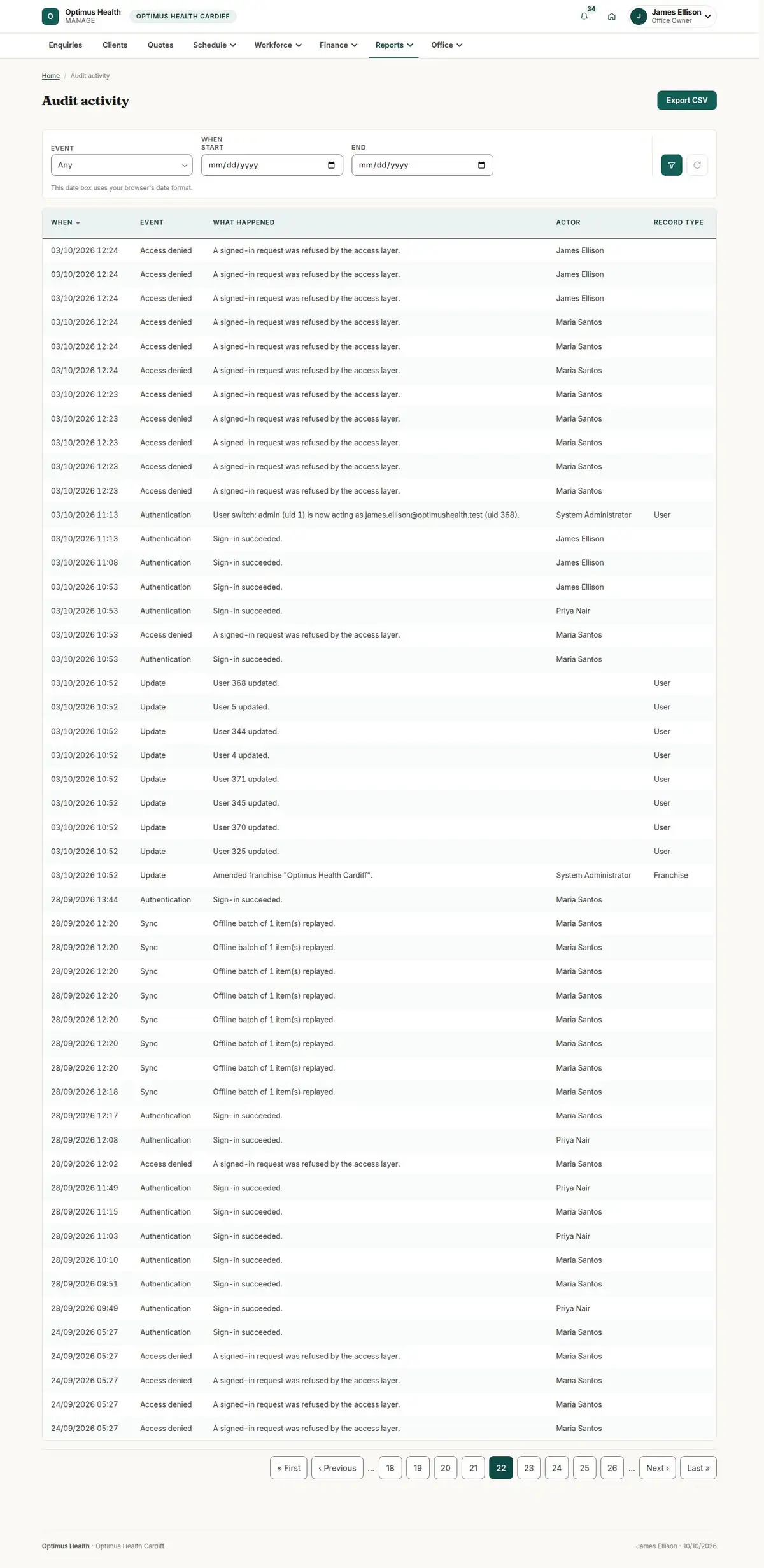 Audit activity