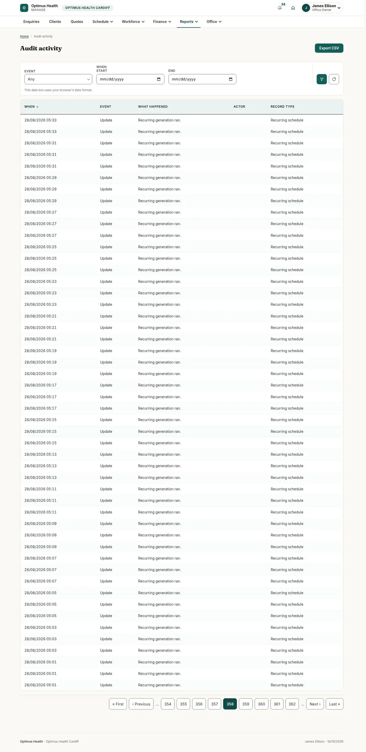 Audit activity