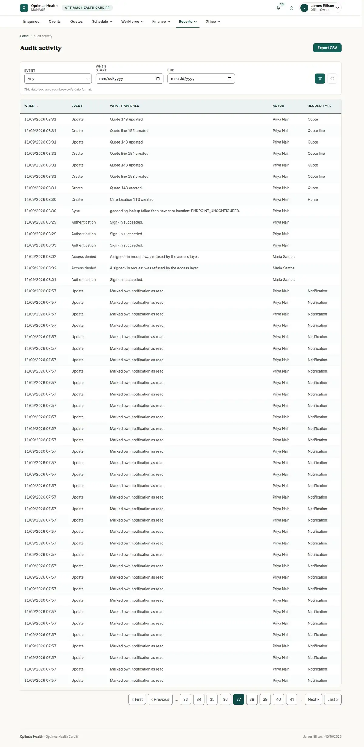 Audit activity